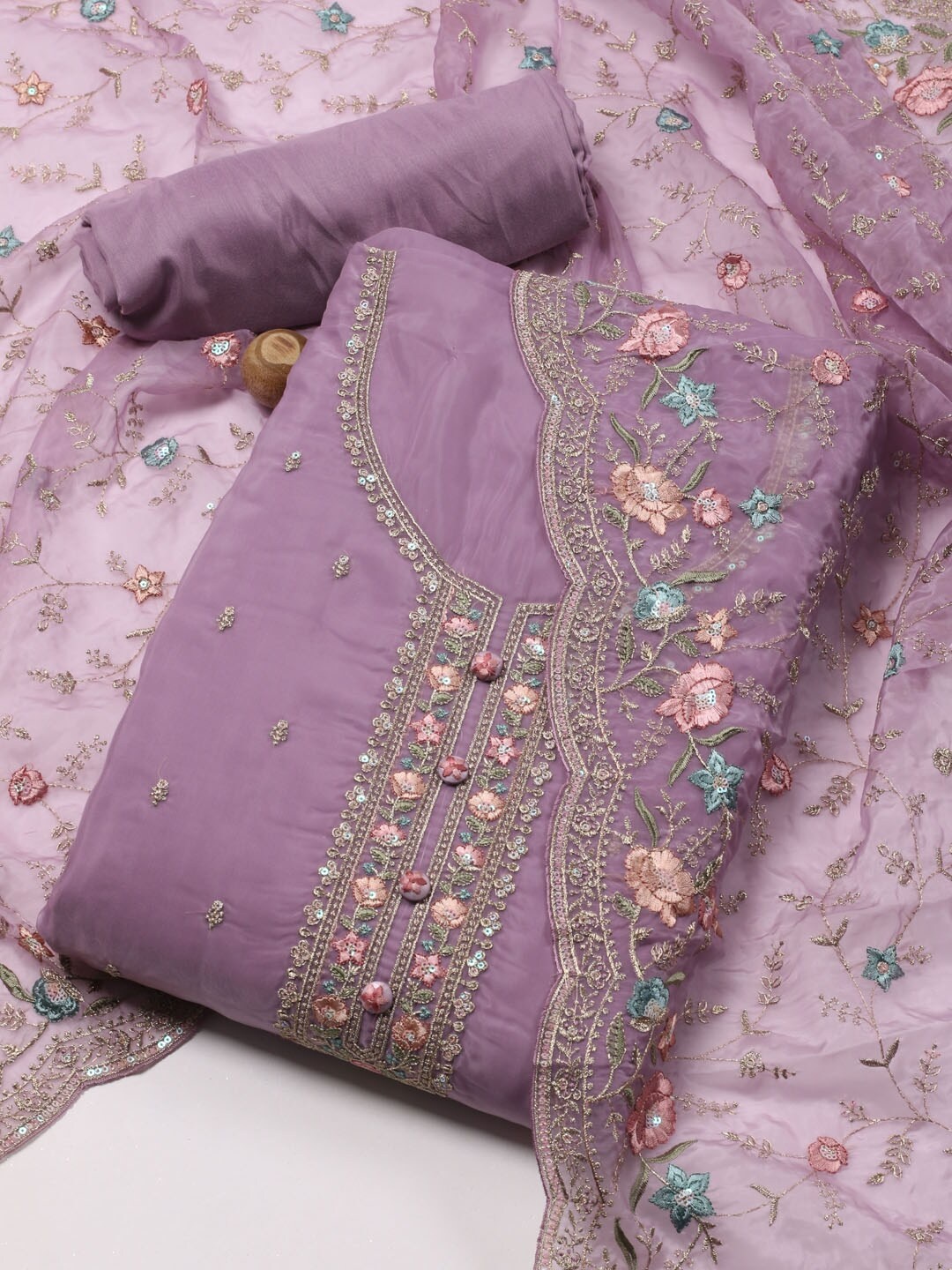 Meena Bazaar Floral Embroidered Sequinned Organza Unstitched Dress Material, Lavender
Meena Bazaar Floral Embroidered Sequinned Organza Unstitched Dress Material, Lavender