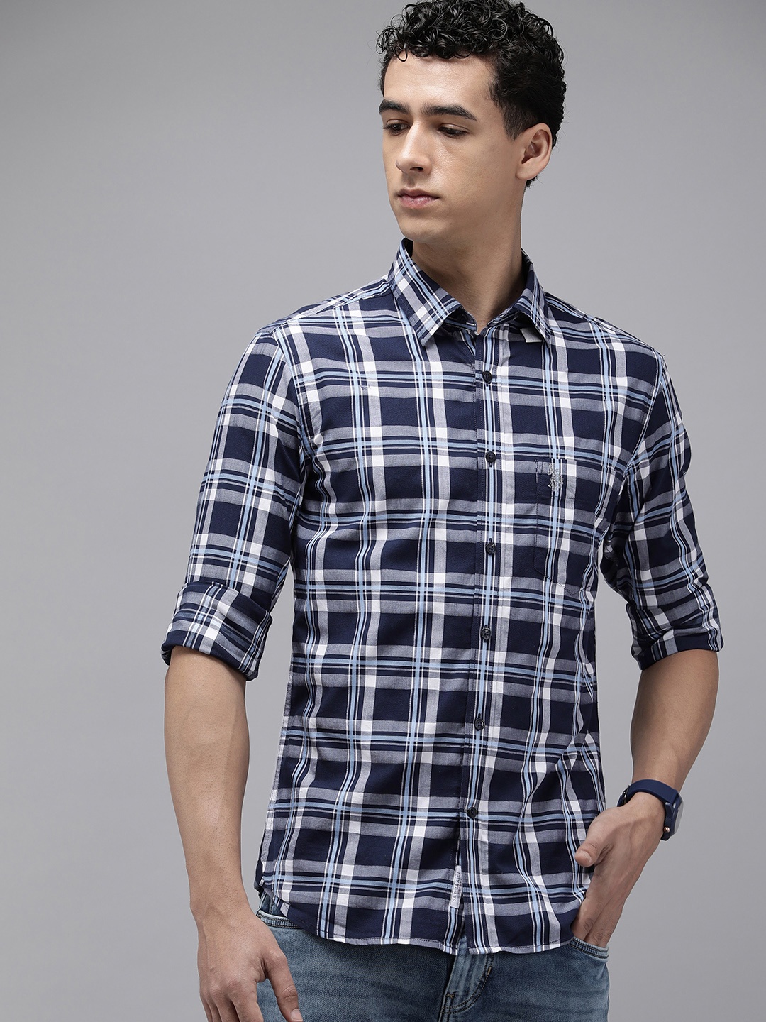 U.S. Polo Assn. Pure Cotton Tailored Fit Tartan Checks Opaque Casual Shirt, Navy blue
U.S. Polo Assn. Pure Cotton Tailored Fit Tartan Checks Opaque Casual Shirt, Navy blue