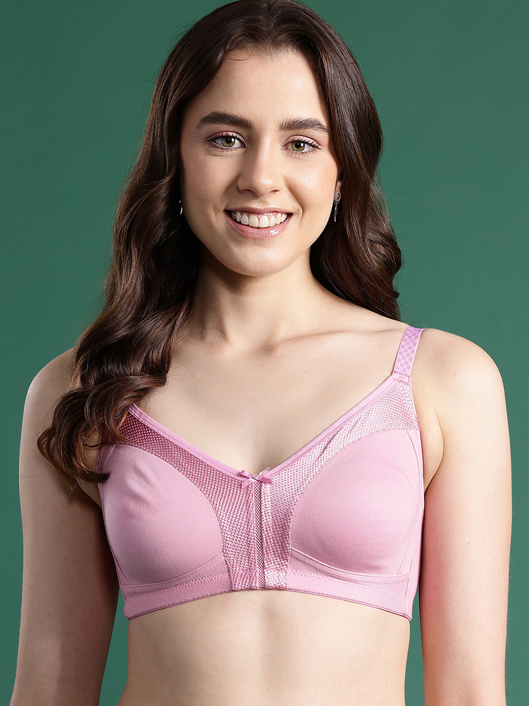DressBerry Self Design Full Coverage Non Padded Bra, Pink