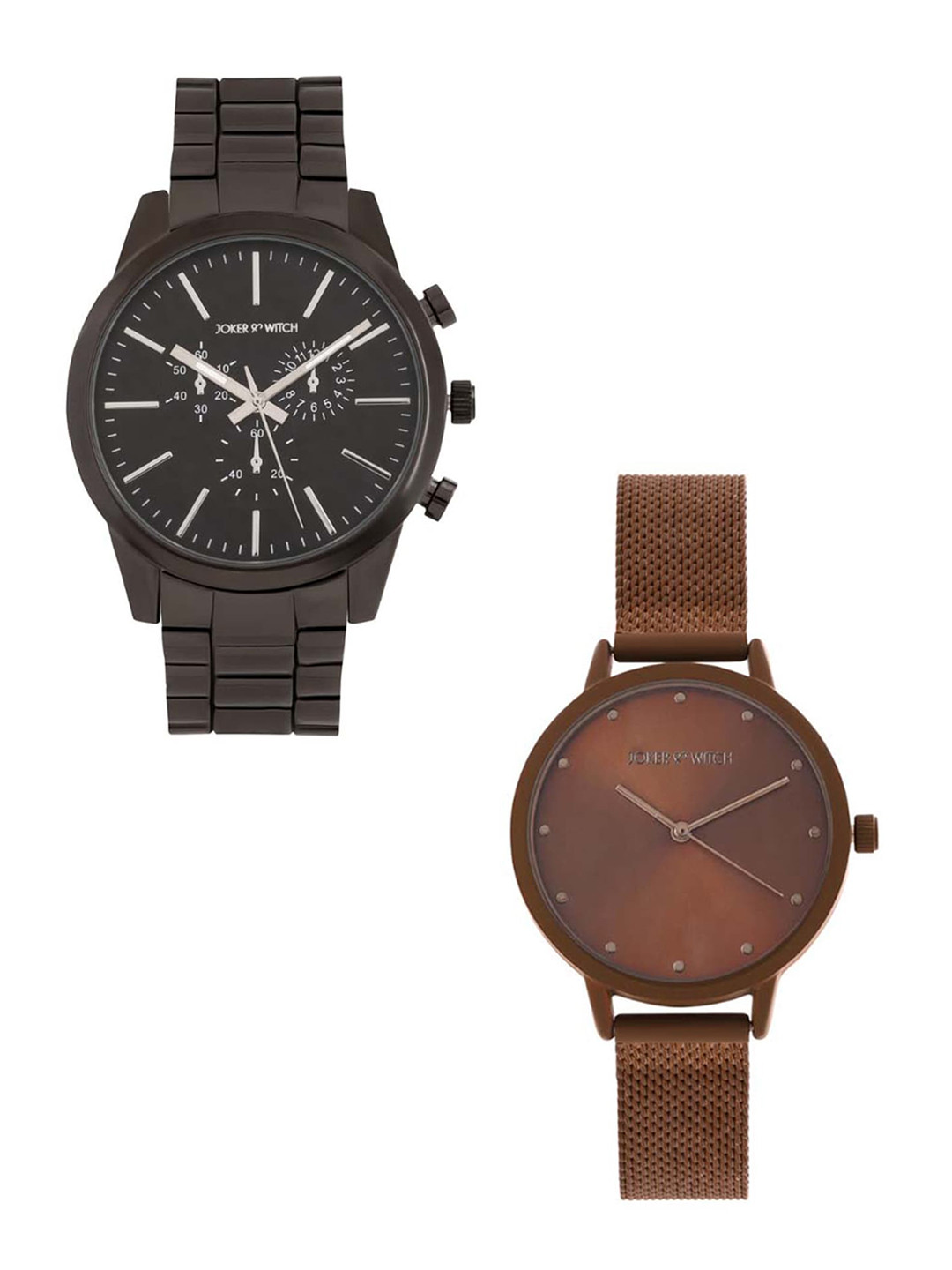 JOKER & WITCH Unisex Stainless Steel Dial Analogue His and Her Watches Giftset JWJCW391, Brown
JOKER & WITCH Unisex Stainless Steel Dial Analogue His and Her Watches Giftset JWJCW391, Brown