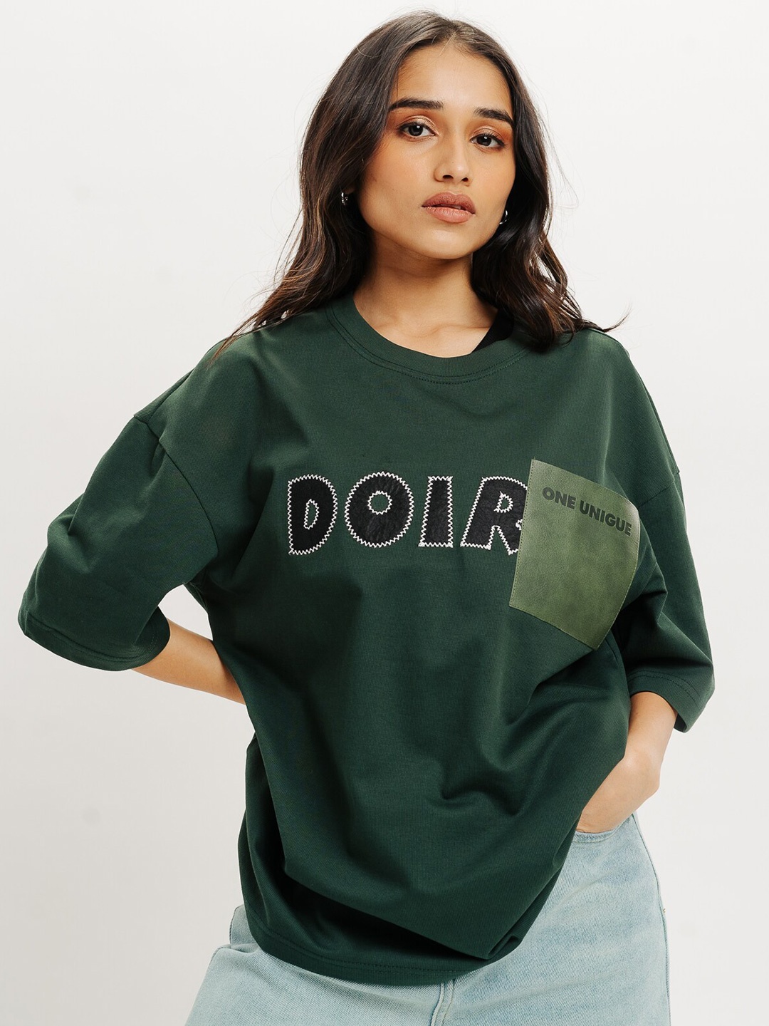 FREAKINS Green Typography Printed Drop-Shoulder Sleeves Pure Cotton Longline T-shirt
FREAKINS Green Typography Printed Drop-Shoulder Sleeves Pure Cotton Longline T-shirt