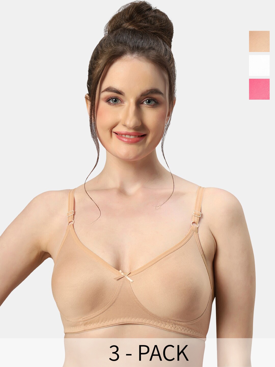 Sonari Pack Of 3 Medium Coverage Non Padded Pure Cotton T-shirt Bra With All Day Comfort, Pink
Sonari Pack Of 3 Medium Coverage Non Padded Pure Cotton T-shirt Bra With All Day Comfort, Pink