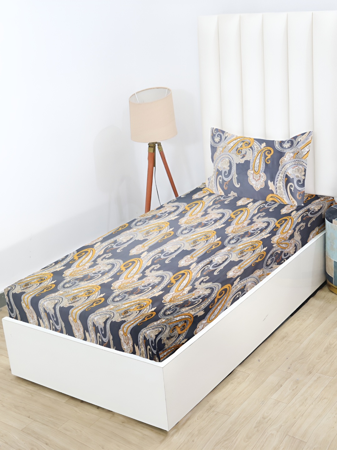 RD TREND Grey Floral 210 TC Cotton Single Fitted Bedsheet with 1 Pillow Covers, Brown
RD TREND Grey Floral 210 TC Cotton Single Fitted Bedsheet with 1 Pillow Covers, Brown