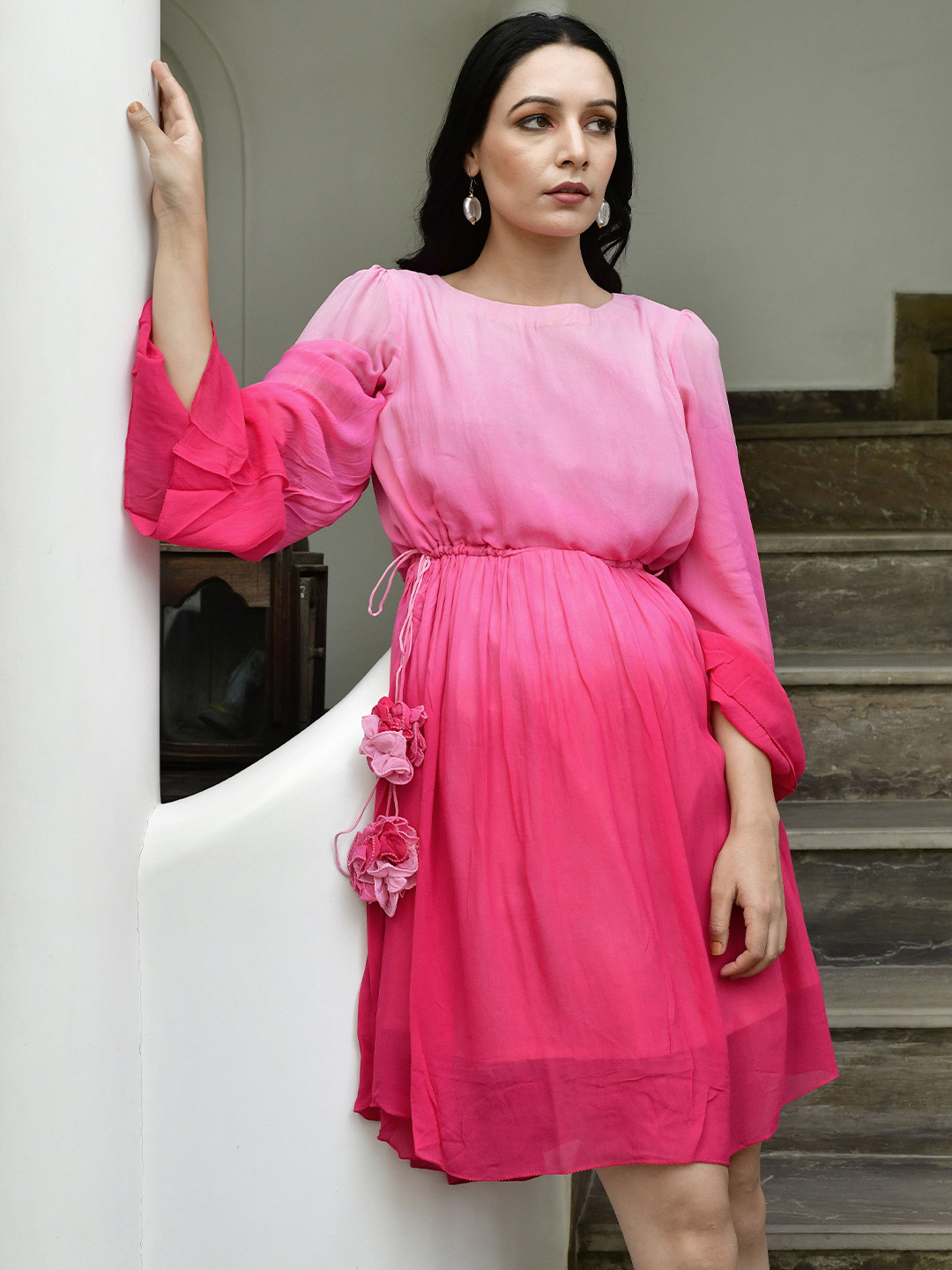 Lirose Ombre Round Neck Long Sleeves Georgette A-Line Dress, Pink
Lirose Ombre Round Neck Long Sleeves Georgette A-Line Dress, Pink