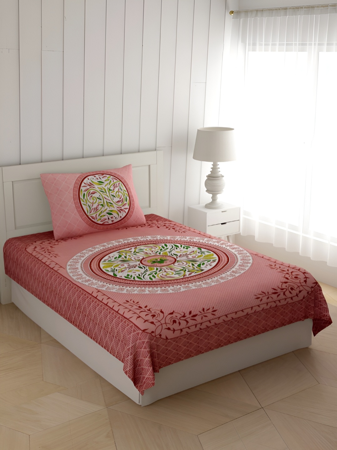 POORAK Maroon & White Ethnic Motifs Cotton 104 TC Single Bedsheet with 1 Pillow Covers
POORAK Maroon & White Ethnic Motifs Cotton 104 TC Single Bedsheet with 1 Pillow Covers