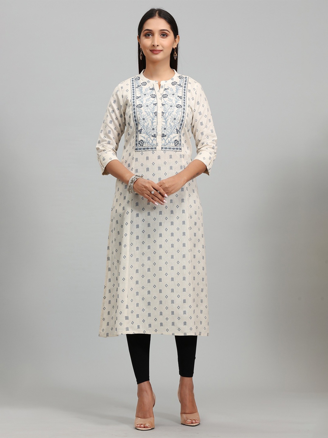 COTTON CULTURE Printed Mandarin Collar Three-Quarter Sleeves Cotton Straight Kurta, Cream
COTTON CULTURE Printed Mandarin Collar Three-Quarter Sleeves Cotton Straight Kurta, Cream