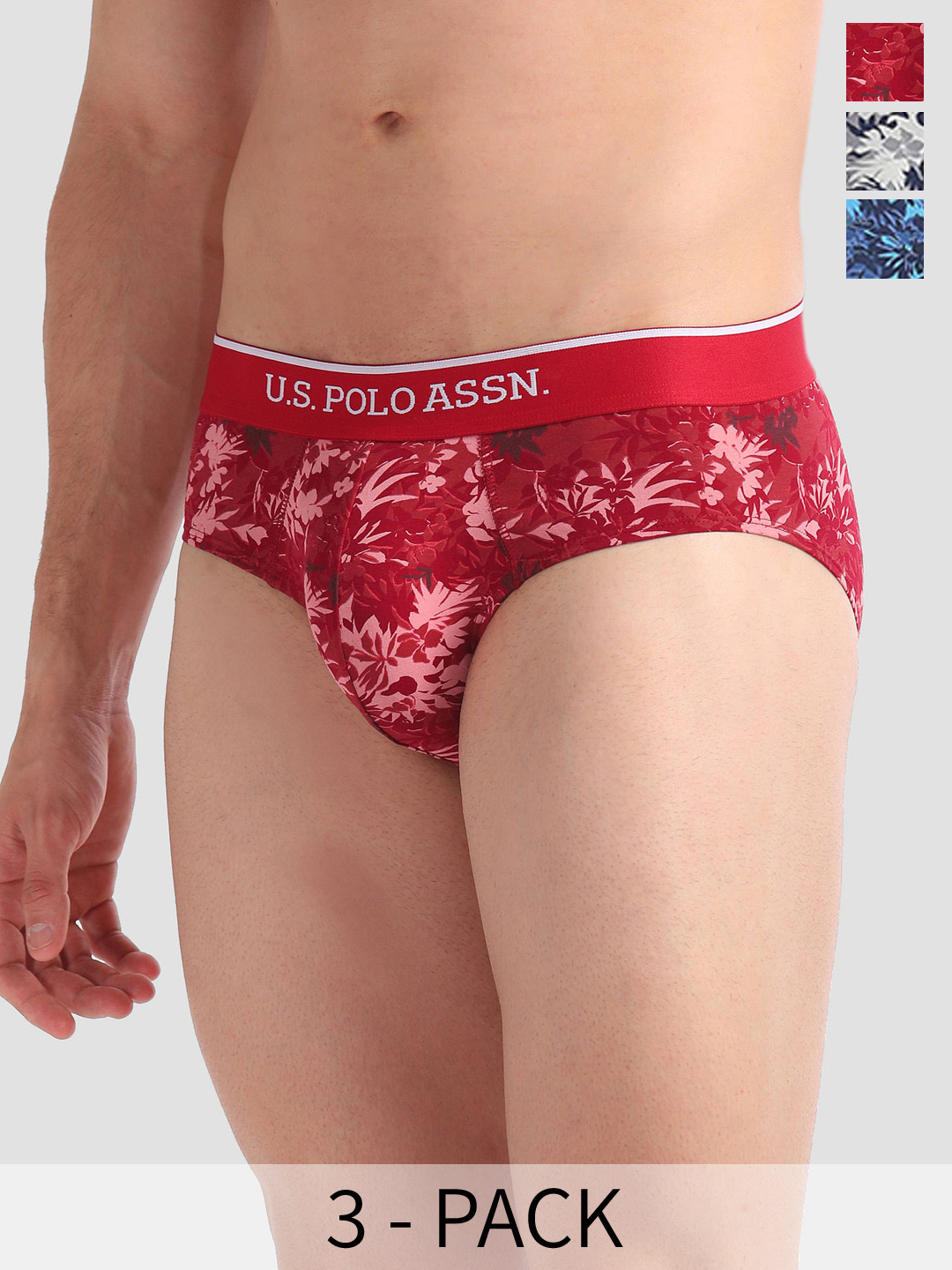 U.S. Polo Assn. Men Pack Of 3 Floral Printed Anti-Bacterial Basic Briefs OEB01-BRG-P3, Red
U.S. Polo Assn. Men Pack Of 3 Floral Printed Anti-Bacterial Basic Briefs OEB01-BRG-P3, Red