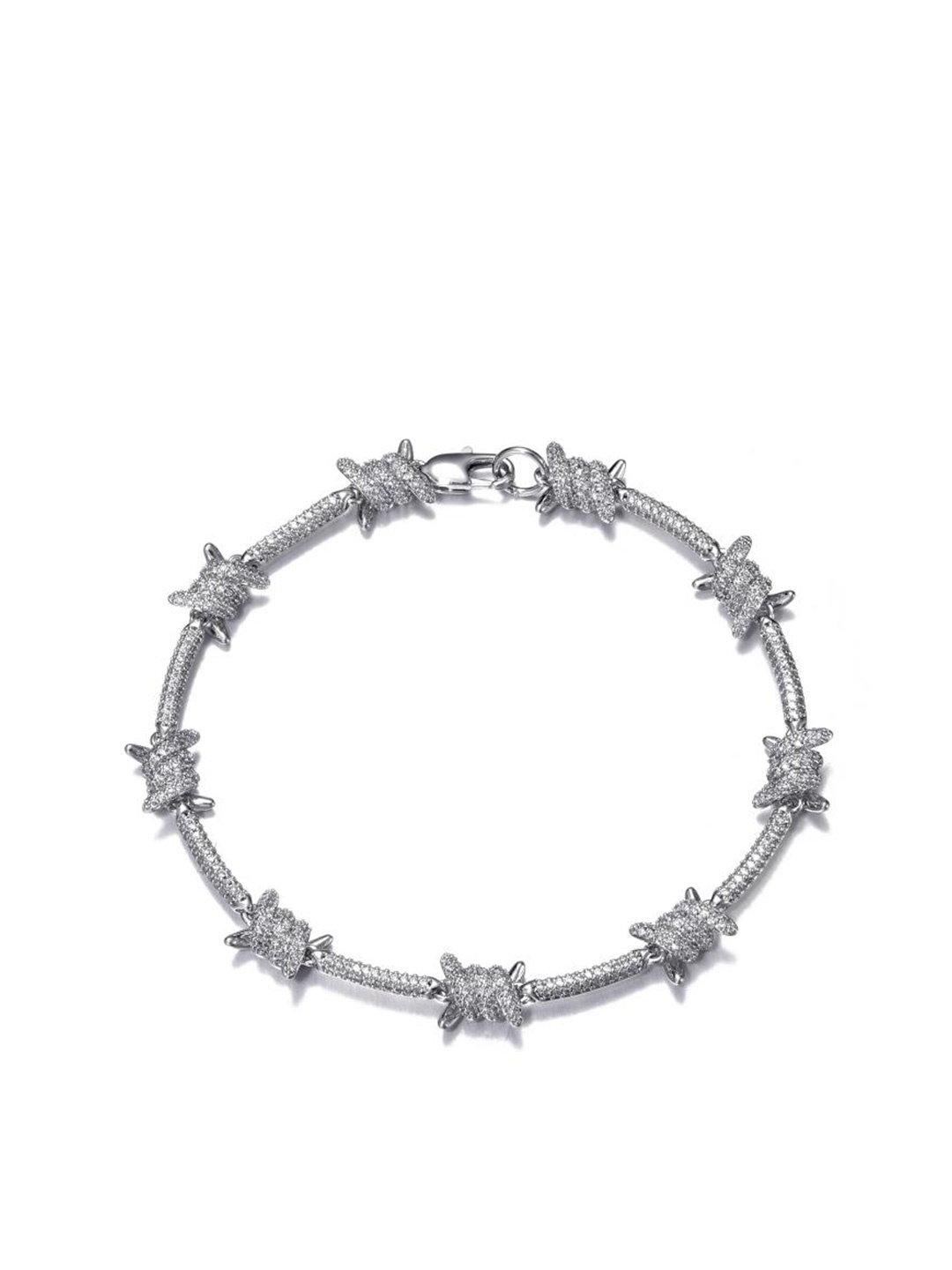 Drip Project Men Rhodium-Plated Brass Cubic Zirconia Stone Studded Link Bracelet, Silver
Drip Project Men Rhodium-Plated Brass Cubic Zirconia Stone Studded Link Bracelet, Silver