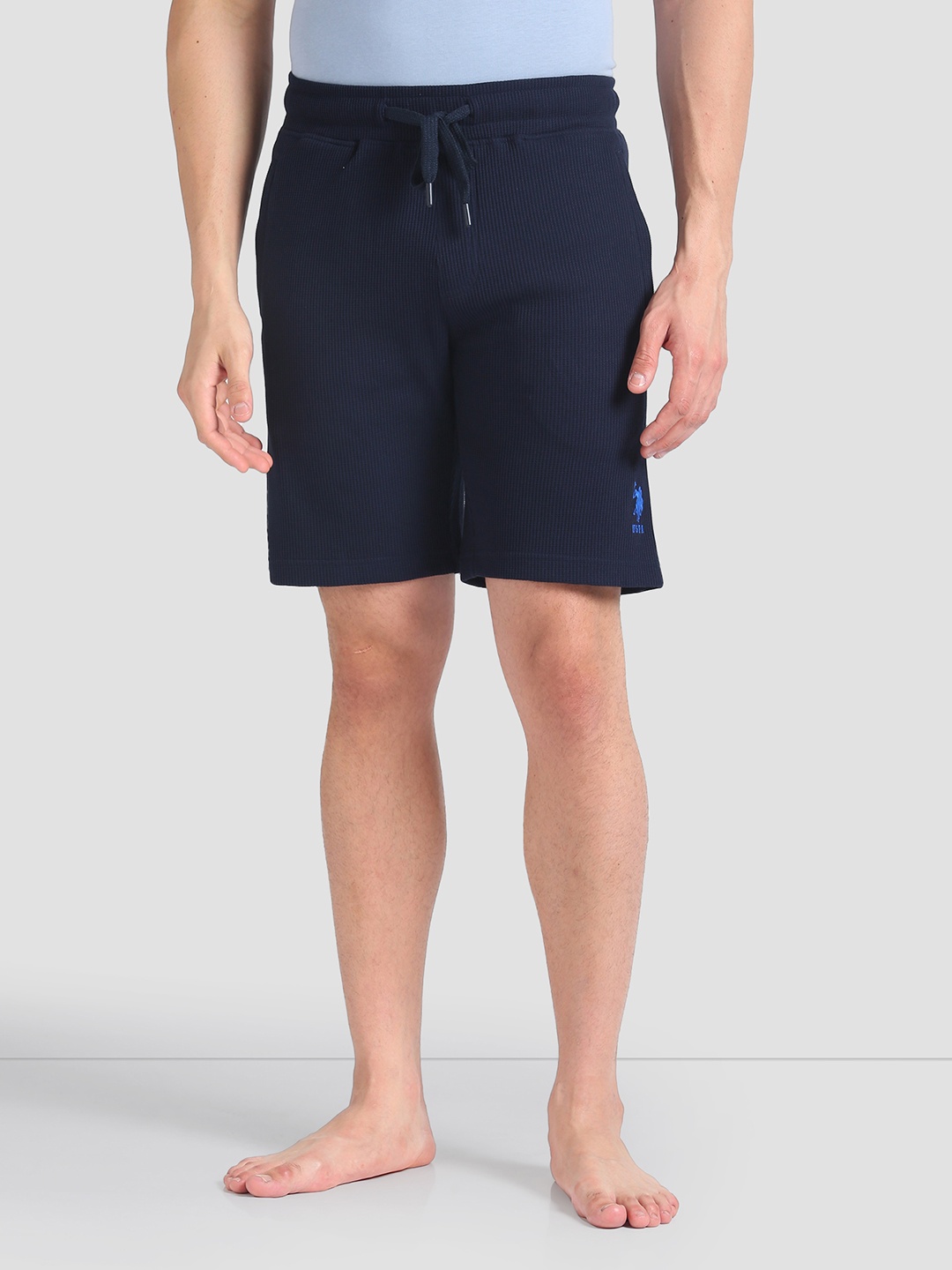 U.S. Polo Assn. Men Mid-Rise Self Design Quick Moisture Absorbance Shorts, Navy blue
U.S. Polo Assn. Men Mid-Rise Self Design Quick Moisture Absorbance Shorts, Navy blue
