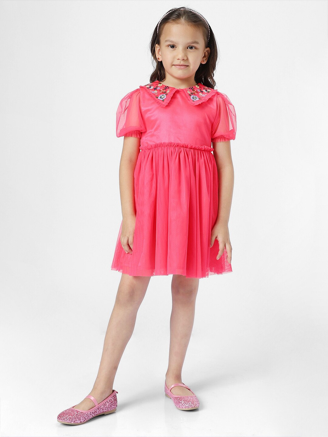 Nauti Nati Girls Peter Pan Collar Puff Sleeves Pure Cotton Net Fit & Flare Dress, Pink
Nauti Nati Girls Peter Pan Collar Puff Sleeves Pure Cotton Net Fit & Flare Dress, Pink