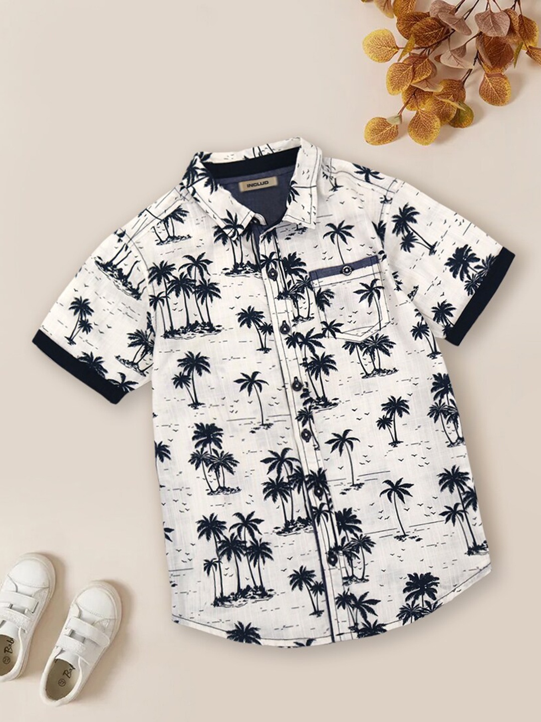 INCLUD Boys Tropical Printed Corduroy Spread Collar Short Sleeves Cotton Casual Shirt, White
INCLUD Boys Tropical Printed Corduroy Spread Collar Short Sleeves Cotton Casual Shirt, White