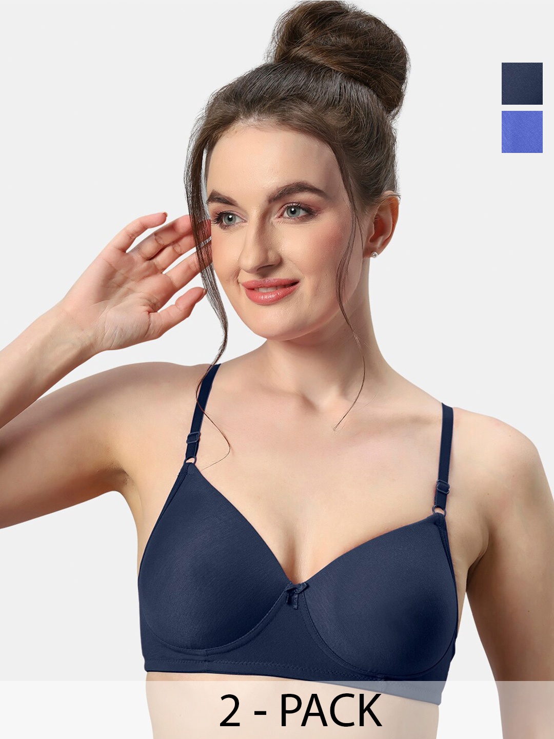 Sonari Pack Of 2 Lightly Padded Medium Coverage T-Shirt Bra With All Day Comfort, Blue
Sonari Pack Of 2 Lightly Padded Medium Coverage T-Shirt Bra With All Day Comfort, Blue