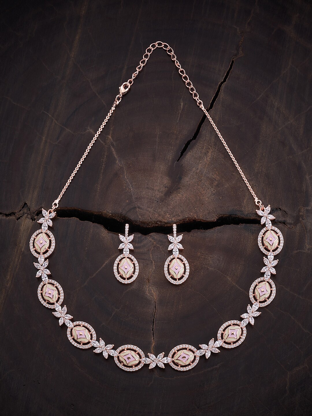 Kushal's Fashion Jewellery Rose Gold-Plated Cubic Zirconia Studded Necklace & Earrings
Kushal's Fashion Jewellery Rose Gold-Plated Cubic Zirconia Studded Necklace & Earrings