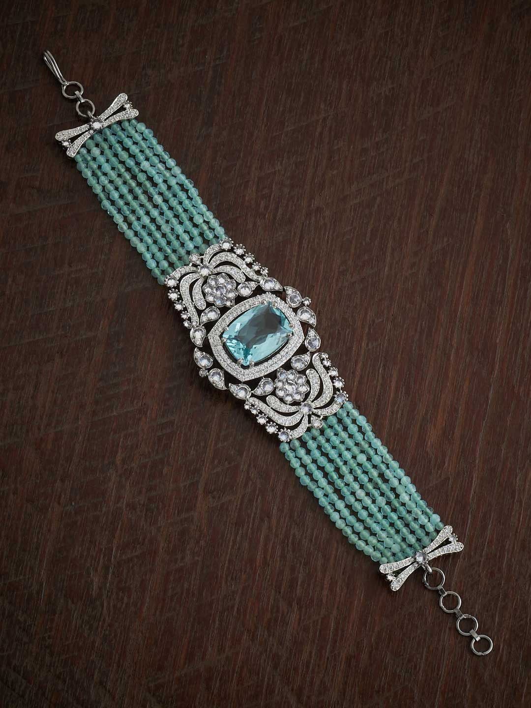 Kushal's Fashion Jewellery Women Rhodium-Plated Zircon-Studded Wraparound Bracelet, Silver
Kushal's Fashion Jewellery Women Rhodium-Plated Zircon-Studded Wraparound Bracelet, Silver