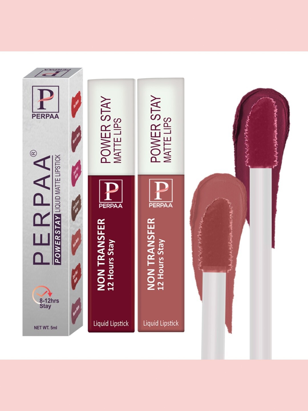 PERPAA Set Of 2 Power Stay Non Transfer Liquid Matte Lipstick 5ml Each - Shades 09 & 21, Purple
PERPAA Set Of 2 Power Stay Non Transfer Liquid Matte Lipstick 5ml Each - Shades 09 & 21, Purple