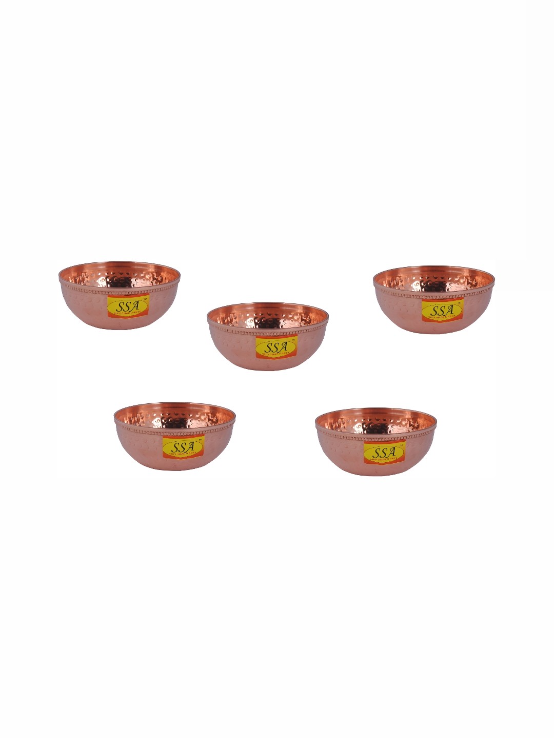 Shivshakti Arts Brown 5 Pieces Copper Glossy Bowls