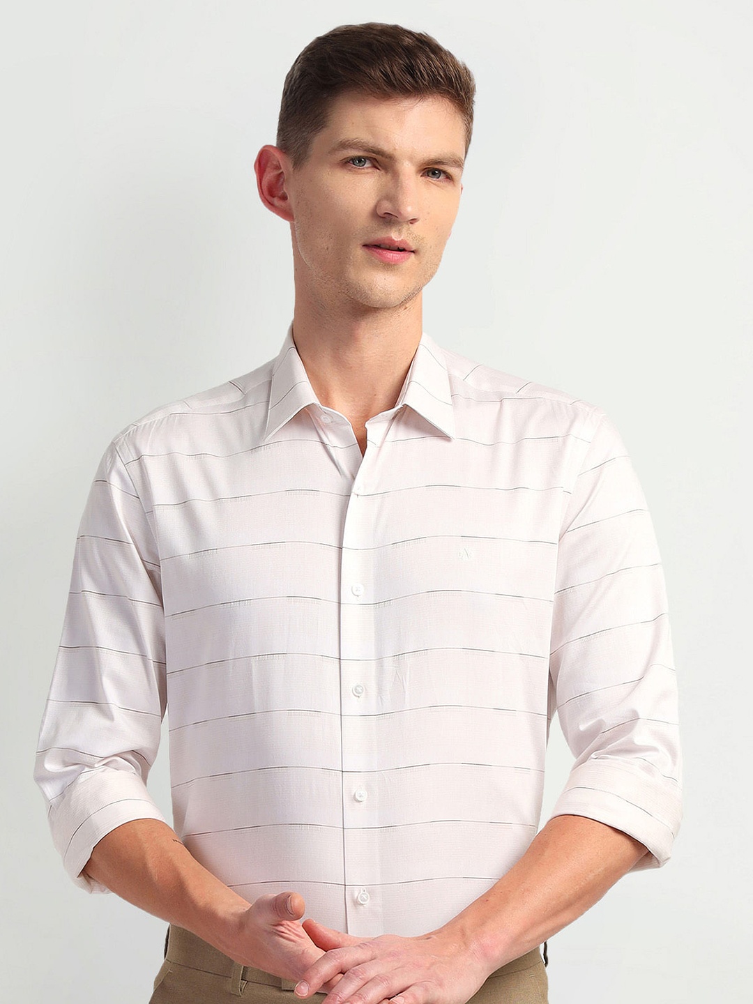 Arrow New York Slim Fit Horizontal Stripes Spread Collar Long Sleeves Cotton Formal Shirt, Beige
Arrow New York Slim Fit Horizontal Stripes Spread Collar Long Sleeves Cotton Formal Shirt, Beige