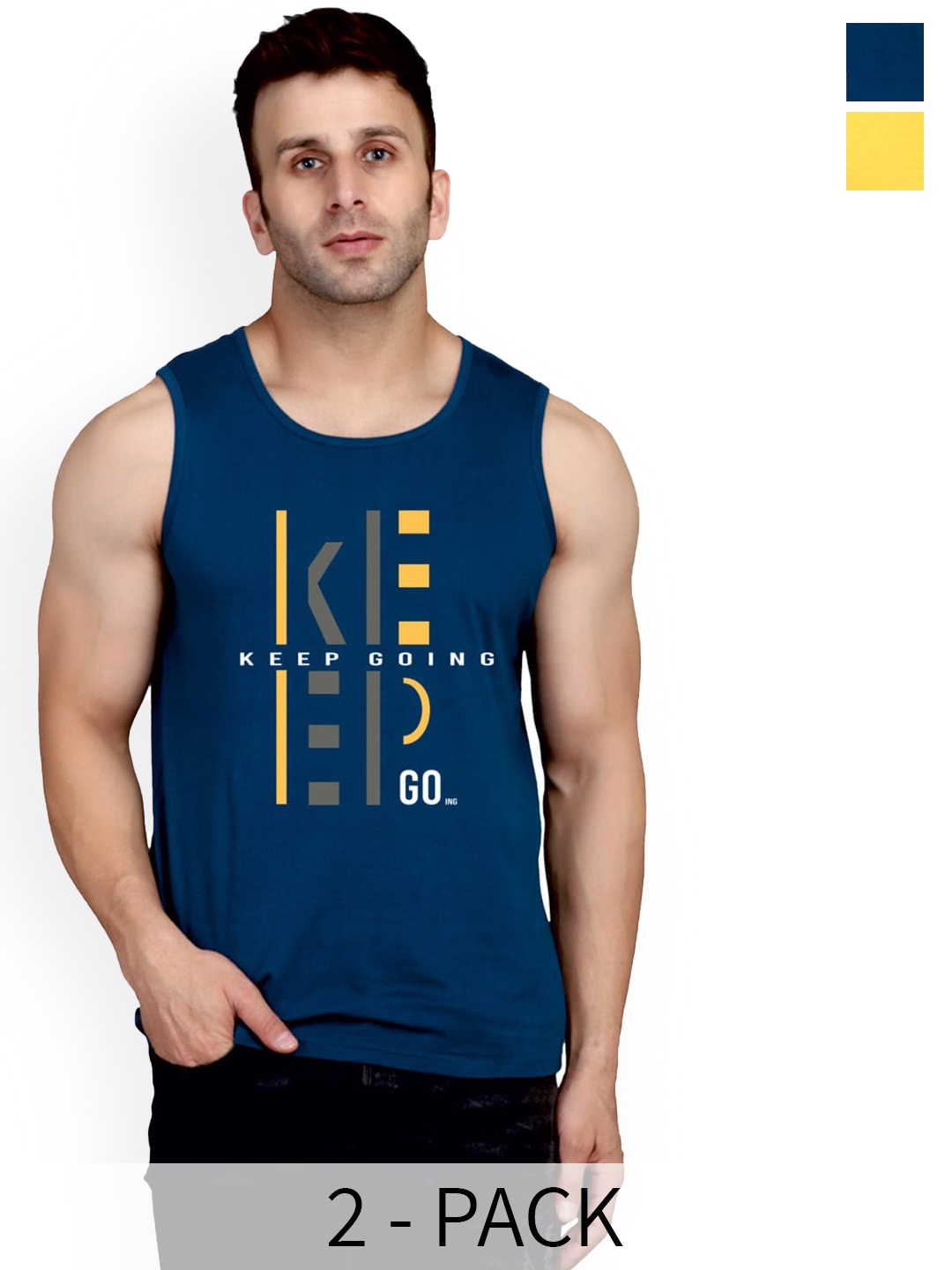SLOWLORIS Pack of 2 Printed Cotton Innerwear Vests SL26 ( PEACOCK KEEP ) ( YELLOW NVR ), Navy blue
SLOWLORIS Pack of 2 Printed Cotton Innerwear Vests SL26 ( PEACOCK KEEP ) ( YELLOW NVR ), Navy blue