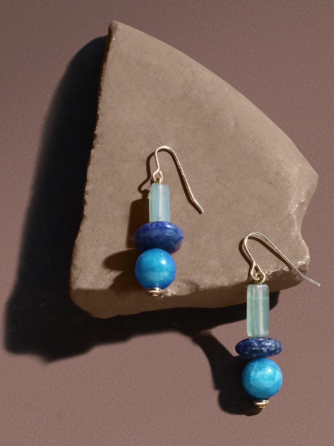 Accessorize Multi Stone Short Drop Earrings, Blue
