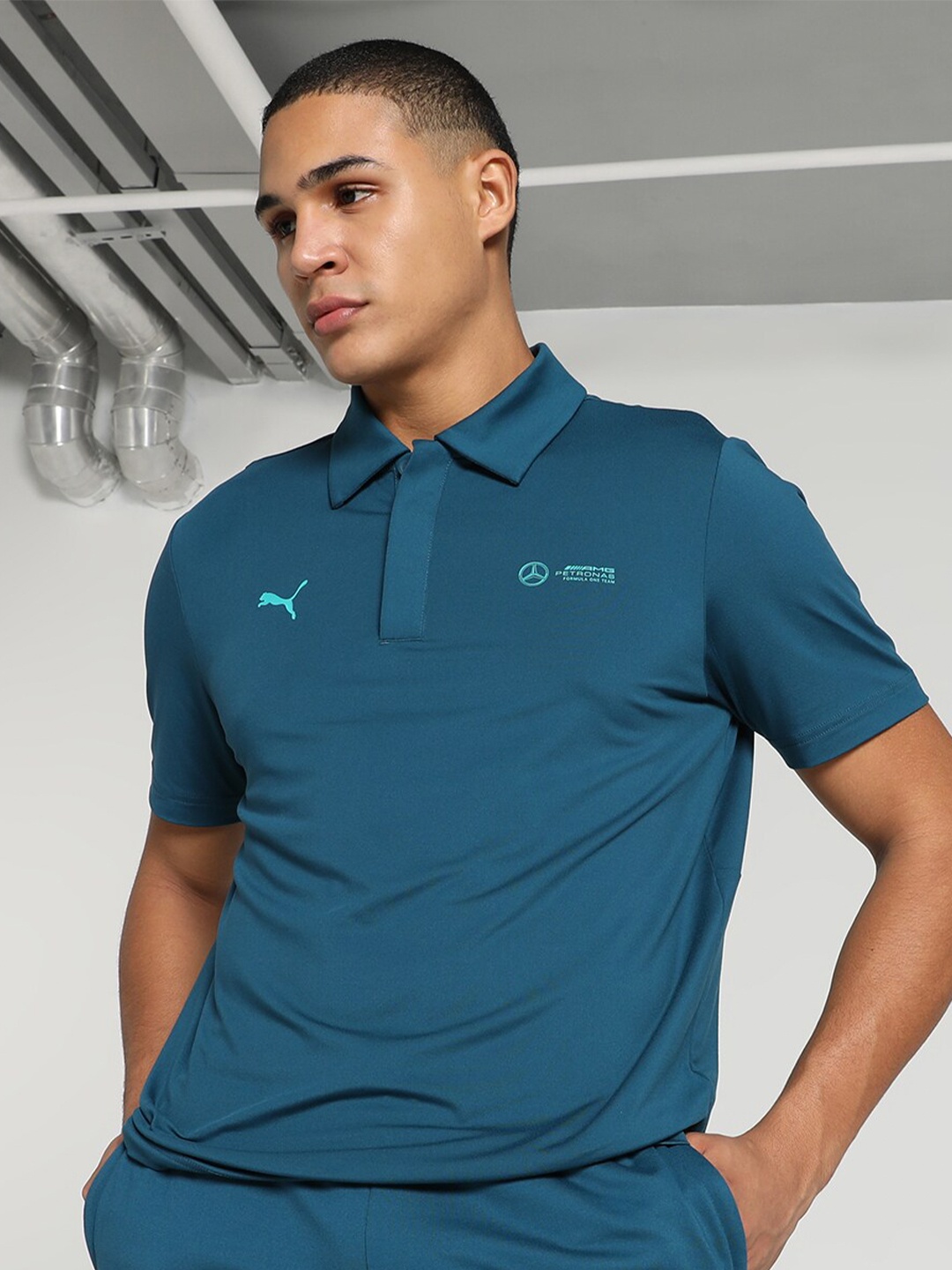 PUMA Motorsport Mercedes-AMG Petronas CLOUDSPUN Polo Collar Cotton T-shirt, Blue
PUMA Motorsport Mercedes-AMG Petronas CLOUDSPUN Polo Collar Cotton T-shirt, Blue