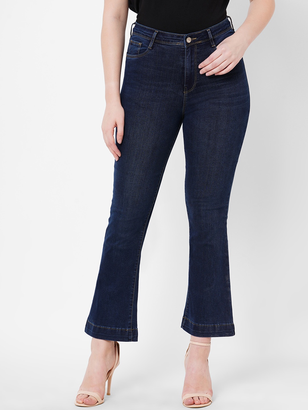 Kraus Jeans Women Mini Flare Skinny Fit High-Rise Light Fade Stretchable Jeans, Navy blue
Kraus Jeans Women Mini Flare Skinny Fit High-Rise Light Fade Stretchable Jeans, Navy blue
