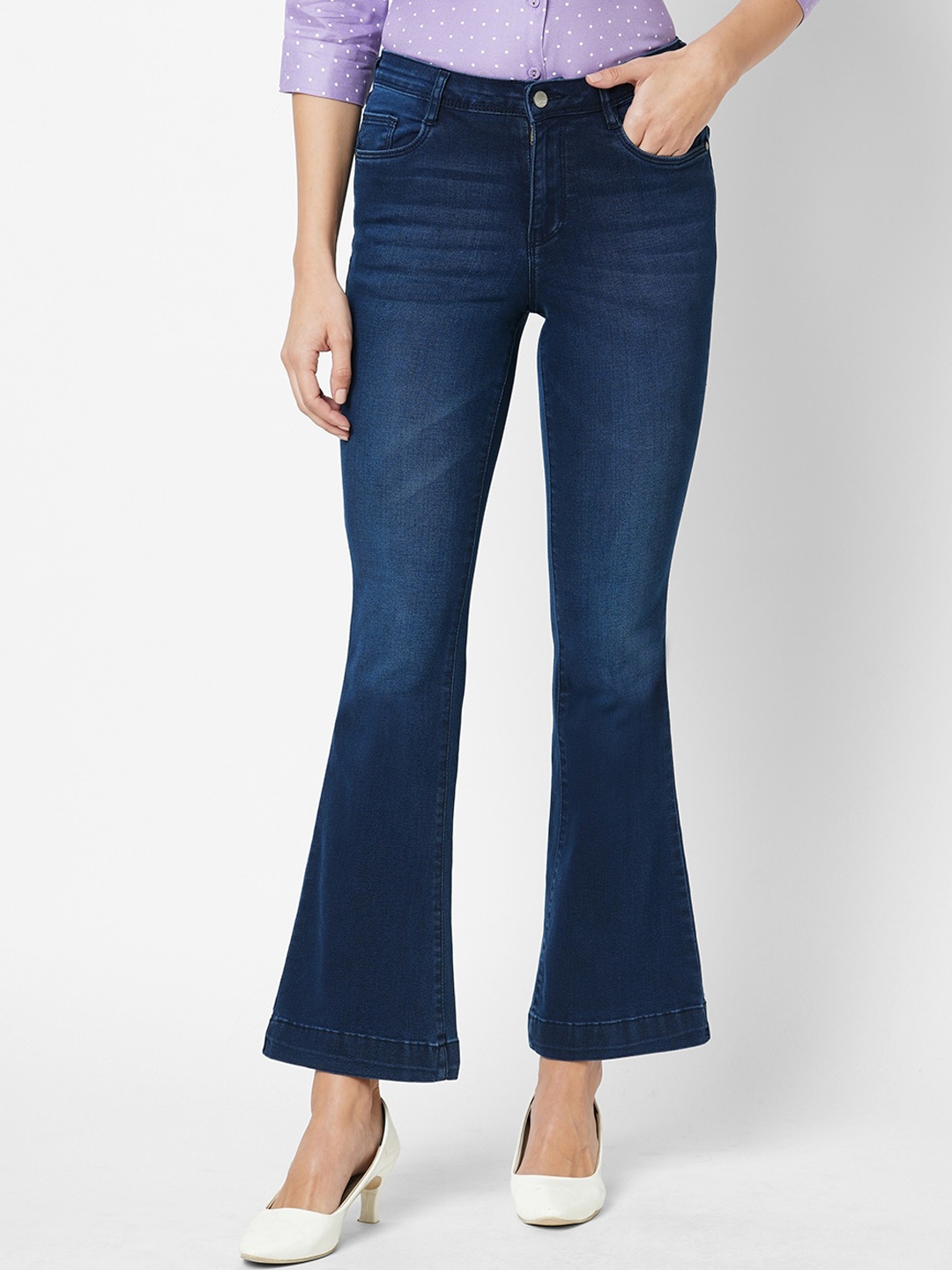 Kraus Jeans Women Flared High-Rise Light Fade Whiskers & Chevrons Stretchable Jeans, Blue
Kraus Jeans Women Flared High-Rise Light Fade Whiskers & Chevrons Stretchable Jeans, Blue