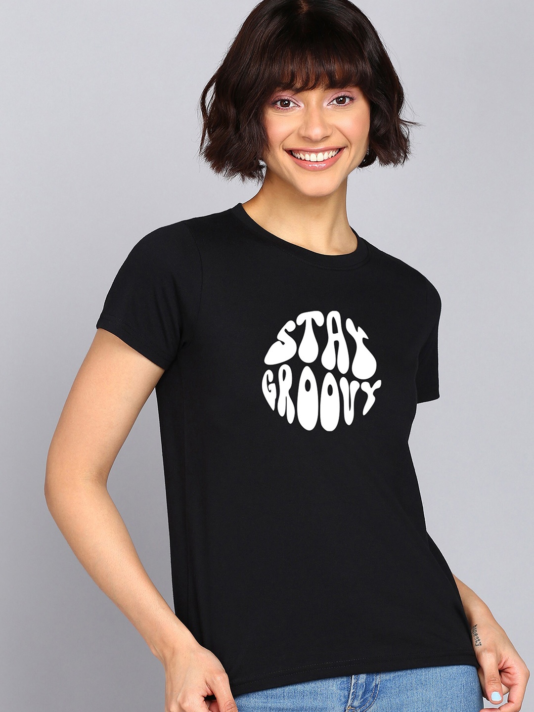 Adyavastram Typography Printed Round Neck Short Sleeves Cotton Regular T-shirt, Black
Adyavastram Typography Printed Round Neck Short Sleeves Cotton Regular T-shirt, Black