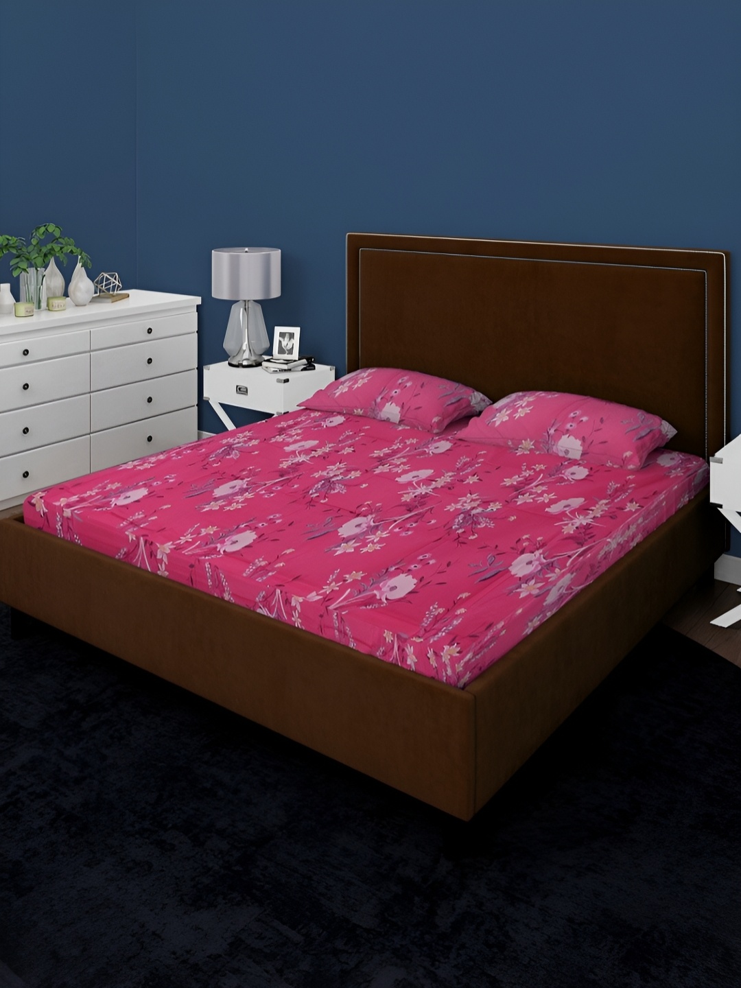 BOMBAY DYEING Pink & Purple Floral Cotton 104 TC Queen Bedsheet with 2 Pillow Covers
BOMBAY DYEING Pink & Purple Floral Cotton 104 TC Queen Bedsheet with 2 Pillow Covers