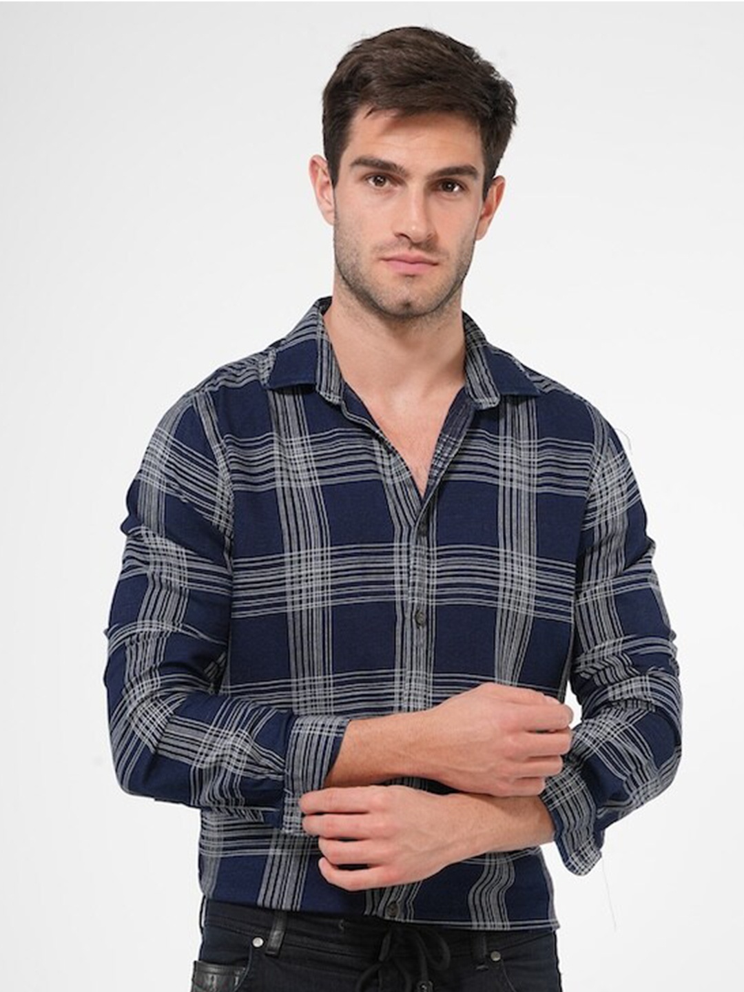 POE Smart Slim Fit Tartan Checks Spread Collar Long Sleeves Cotton Casual Shirt, Navy blue
POE Smart Slim Fit Tartan Checks Spread Collar Long Sleeves Cotton Casual Shirt, Navy blue