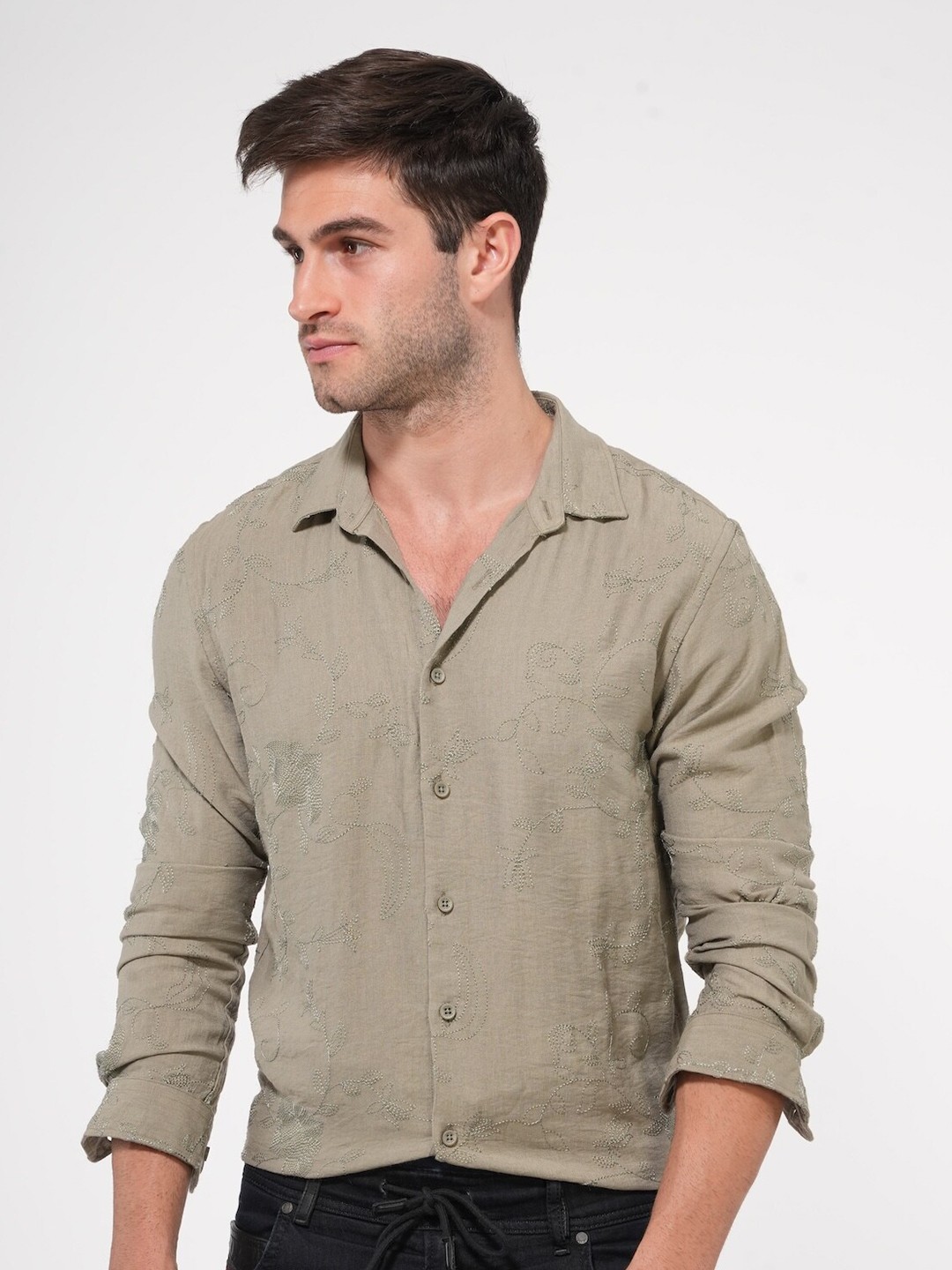 POE Smart Slim Fit Floral Embroidered Spread Collar Long Sleeves Cotton Casual Shirt, Green
POE Smart Slim Fit Floral Embroidered Spread Collar Long Sleeves Cotton Casual Shirt, Green