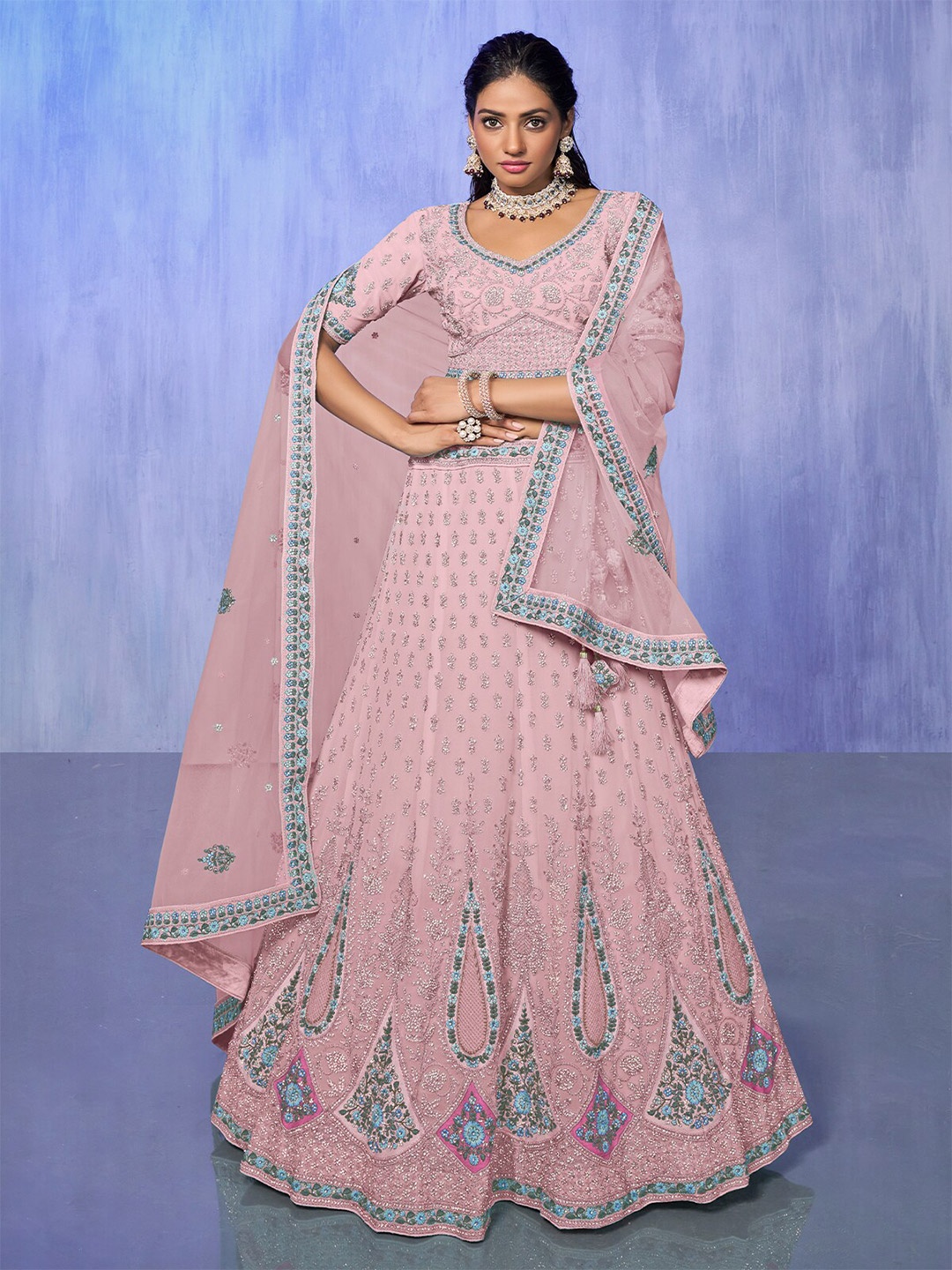 ODETTE Embroidered Organza Semi-Stitched Lehenga & Unstitched Blouse With Dupatta, Mauve
ODETTE Embroidered Organza Semi-Stitched Lehenga & Unstitched Blouse With Dupatta, Mauve