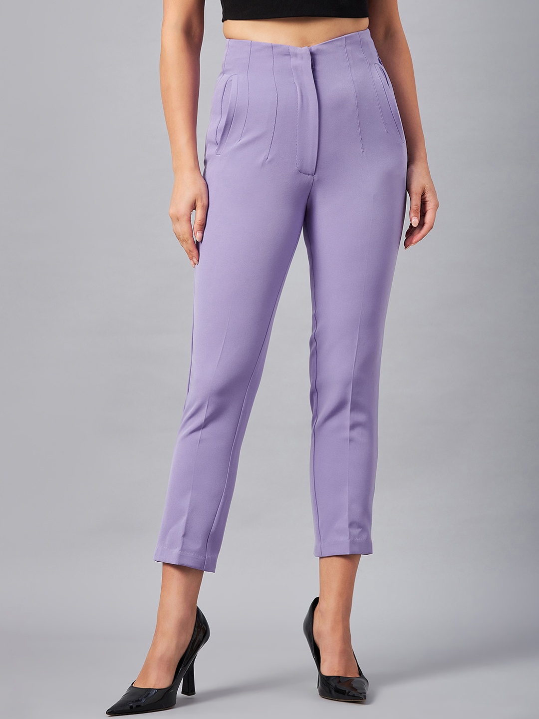 DELAN Women Smart Skinny Fit High-Rise Easy Wash Pleated Cigarette Trousers, Lavender
DELAN Women Smart Skinny Fit High-Rise Easy Wash Pleated Cigarette Trousers, Lavender