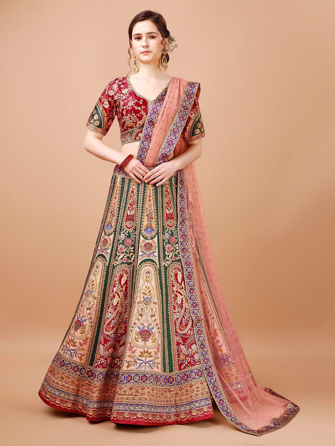 SAPTRANGI Embellished Sequined Ready to Wear Lehenga & Blouse With Dupatta, Green
SAPTRANGI Embellished Sequined Ready to Wear Lehenga & Blouse With Dupatta, Green