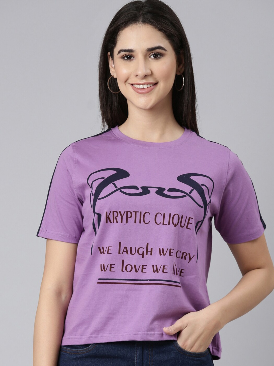 Kryptic Typography Printed Round Neck Short Sleeves Cotton Relaxed Fit T-shirt, Purple
Kryptic Typography Printed Round Neck Short Sleeves Cotton Relaxed Fit T-shirt, Purple