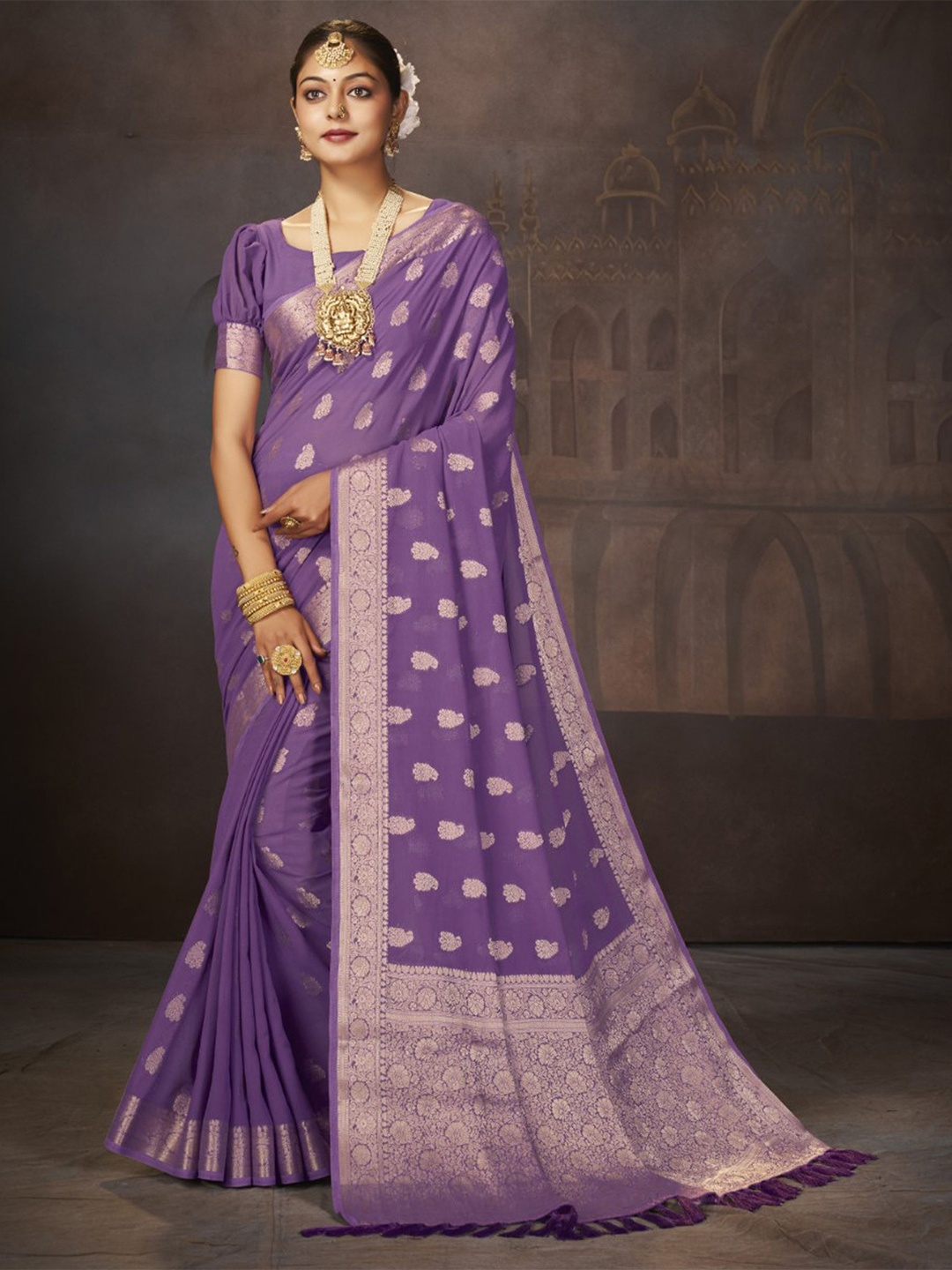 V3 FASHION STUDIO Ethnic Woven Design Zari Pure Georgette Banarasi Saree, Purple
V3 FASHION STUDIO Ethnic Woven Design Zari Pure Georgette Banarasi Saree, Purple