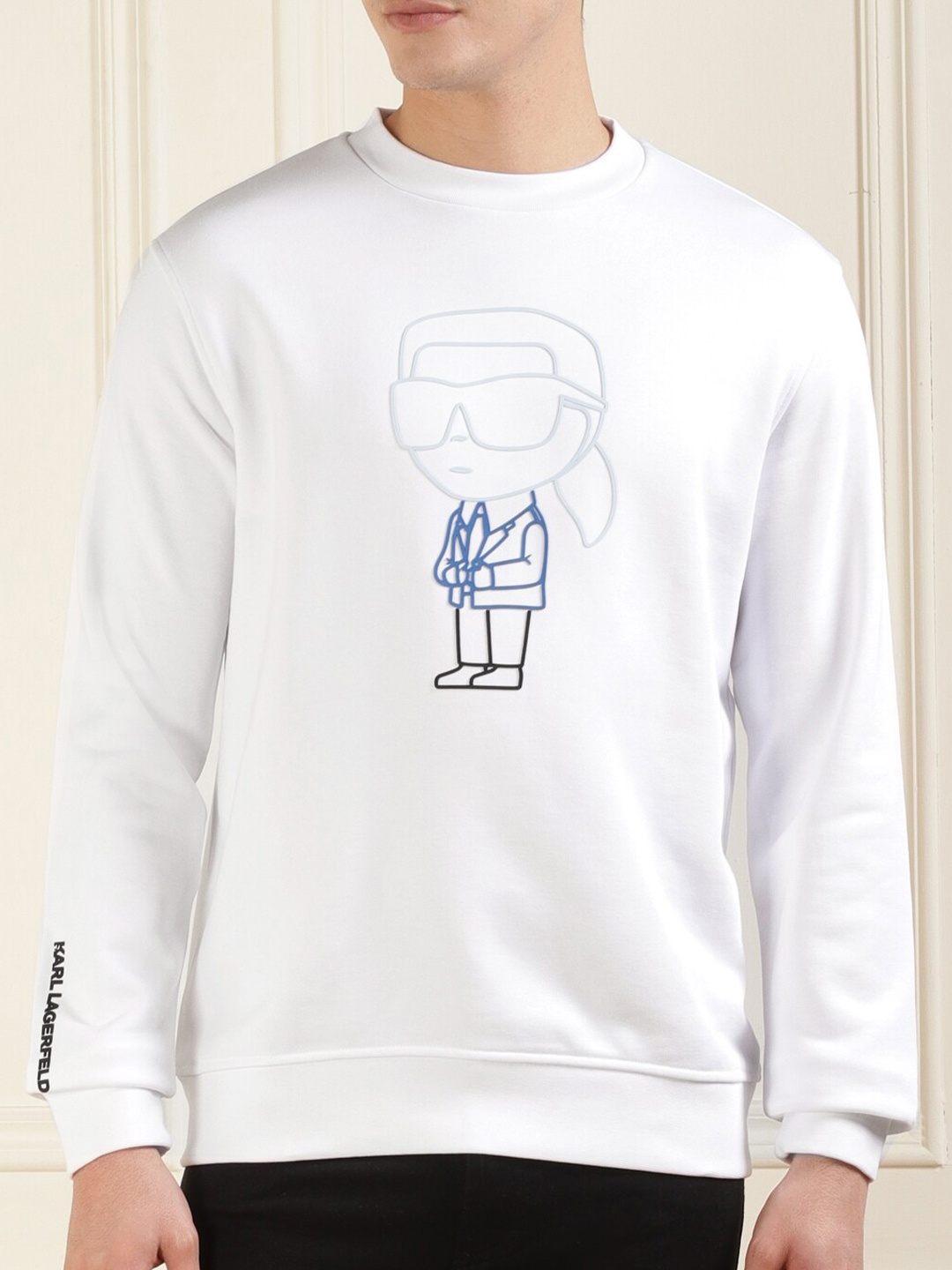 Karl Lagerfeld Graphic Printed Round Neck Long Sleeves Cotton Pullover Sweatshirt, White
Karl Lagerfeld Graphic Printed Round Neck Long Sleeves Cotton Pullover Sweatshirt, White