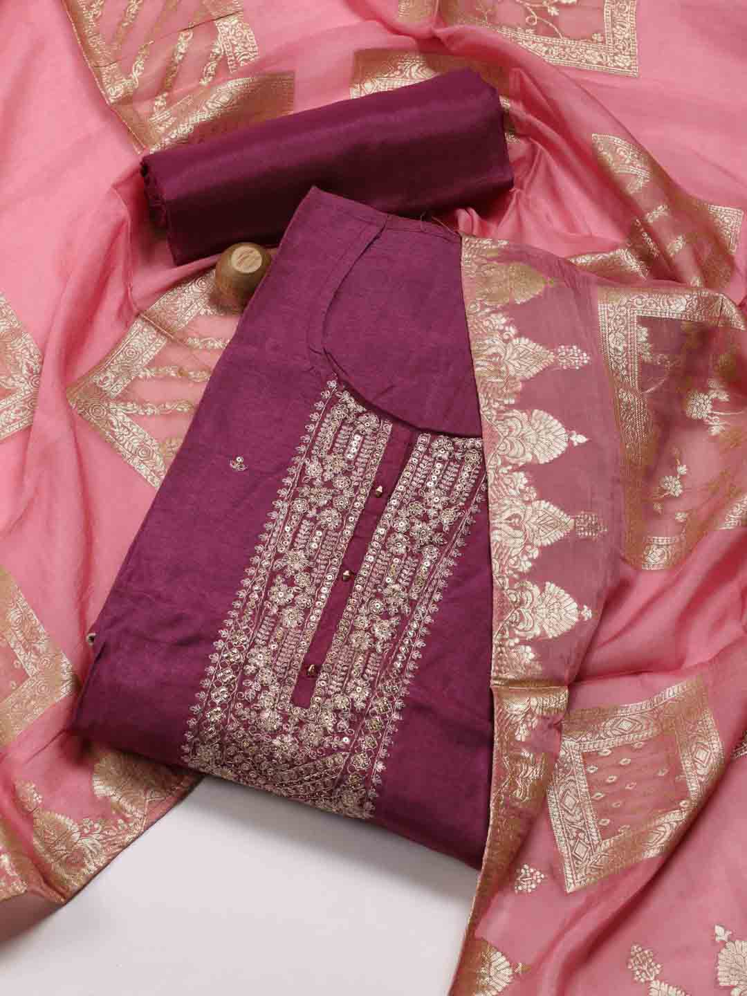 Meena Bazaar Ethnic Motifs Embroidered Sequinned Chanderi Silk Unstitched Dress Material, Purple
Meena Bazaar Ethnic Motifs Embroidered Sequinned Chanderi Silk Unstitched Dress Material, Purple