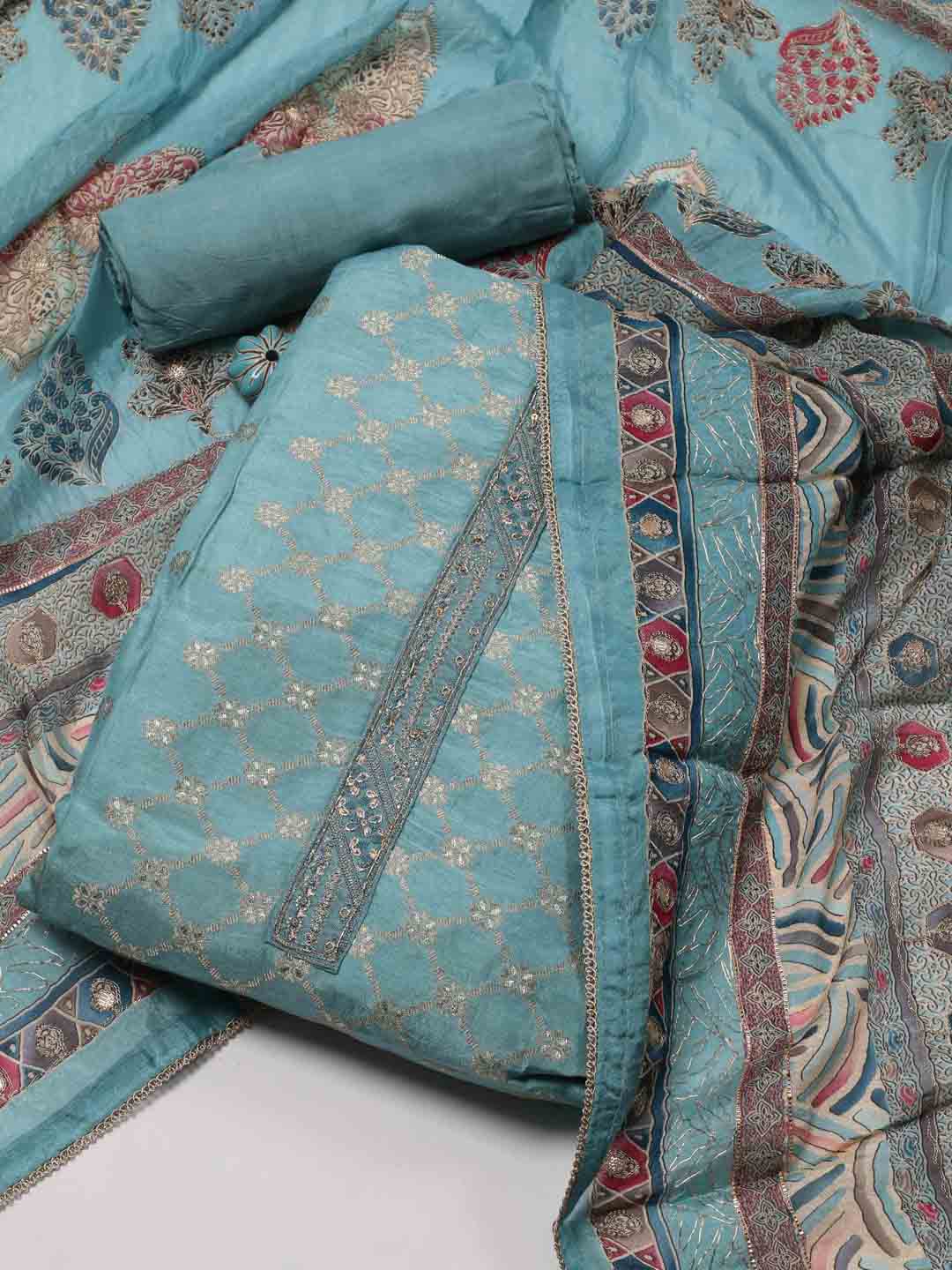 Meena Bazaar Ethnic Motifs Woven Design Zari Art Silk Unstitched Dress Material, Blue
Meena Bazaar Ethnic Motifs Woven Design Zari Art Silk Unstitched Dress Material, Blue