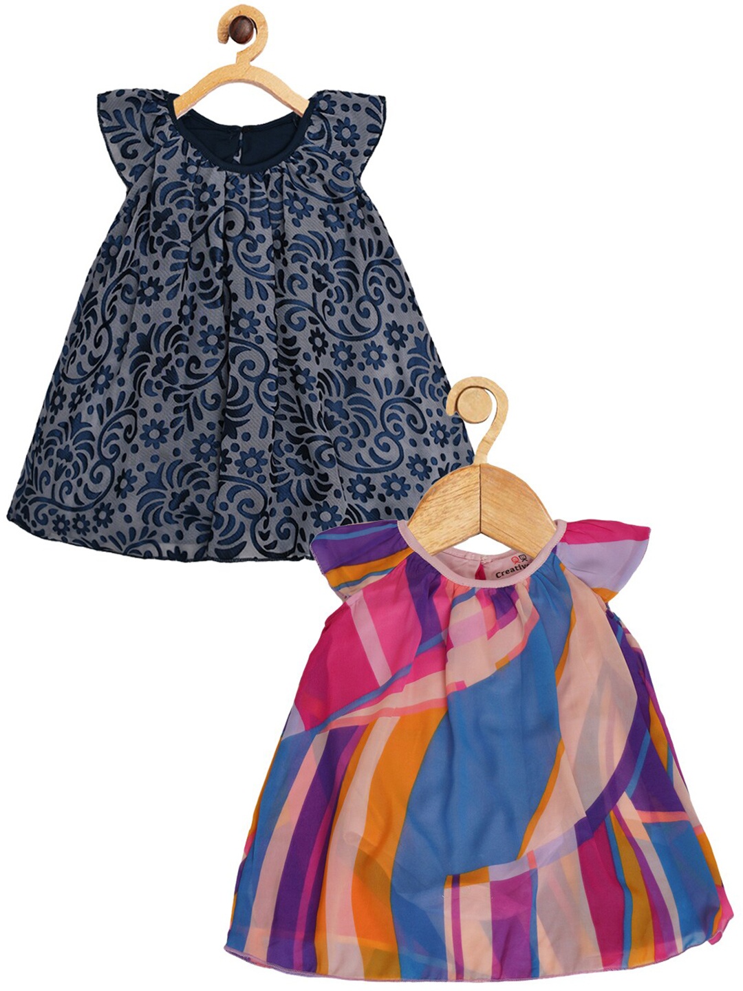Creative Kids Infants Girls Pack Of 2 Floral Printed Cap Sleeves A-Line Romper Dress, Navy blue
Creative Kids Infants Girls Pack Of 2 Floral Printed Cap Sleeves A-Line Romper Dress, Navy blue