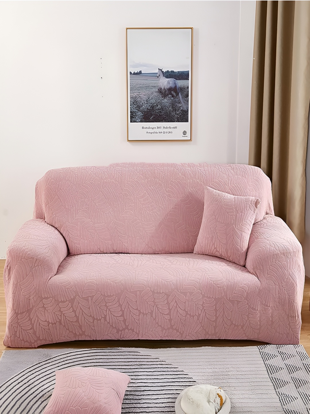 HOUSE OF QUIRK Pink Self Design Jacquard Stretchable Triple Seater Sofa Cover With Arms
HOUSE OF QUIRK Pink Self Design Jacquard Stretchable Triple Seater Sofa Cover With Arms