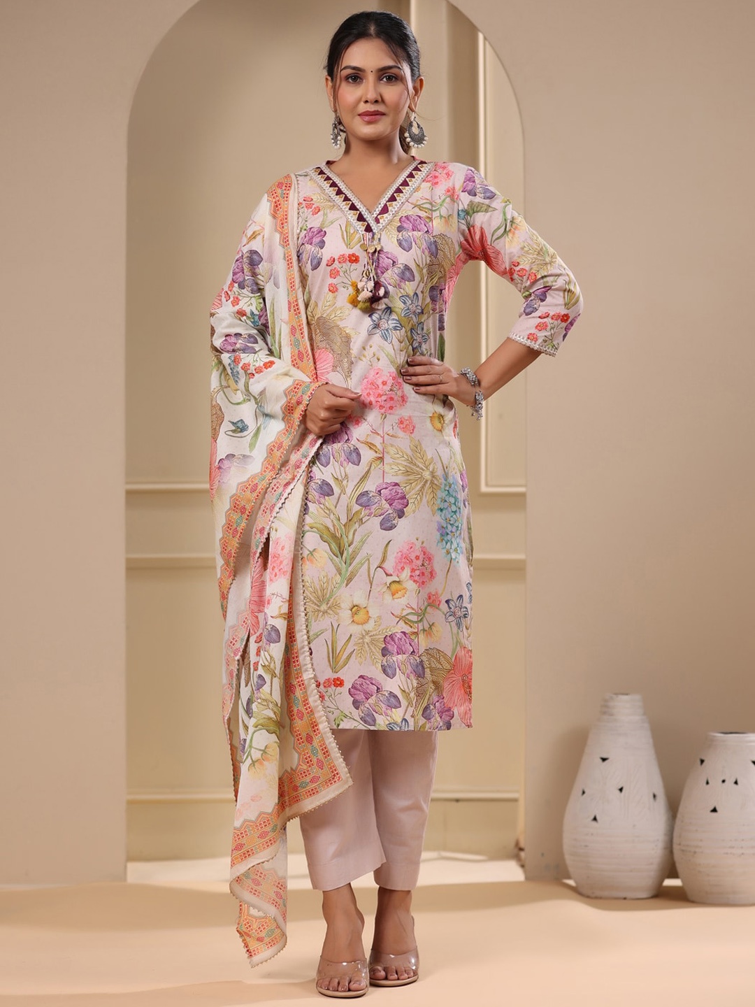 FASHOR Grey Melange Floral Printed & Embroidered Pure Cotton Kurta With Trousers & Dupatta
FASHOR Grey Melange Floral Printed & Embroidered Pure Cotton Kurta With Trousers & Dupatta