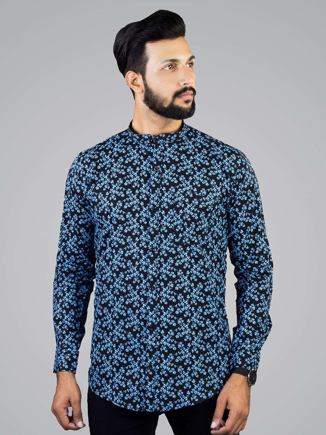 INDIAN THREADS Comfort Mandarin Collar Floral Printed Cotton Opaque Formal Shirt, Black
INDIAN THREADS Comfort Mandarin Collar Floral Printed Cotton Opaque Formal Shirt, Black