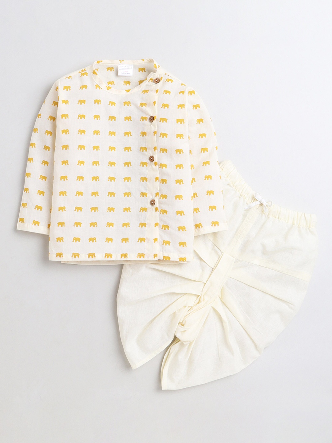 Polka Tots Infants Kids Ethnic Motifs Printed Angrakha Kurta with Dhoti Pants, Cream
Polka Tots Infants Kids Ethnic Motifs Printed Angrakha Kurta with Dhoti Pants, Cream