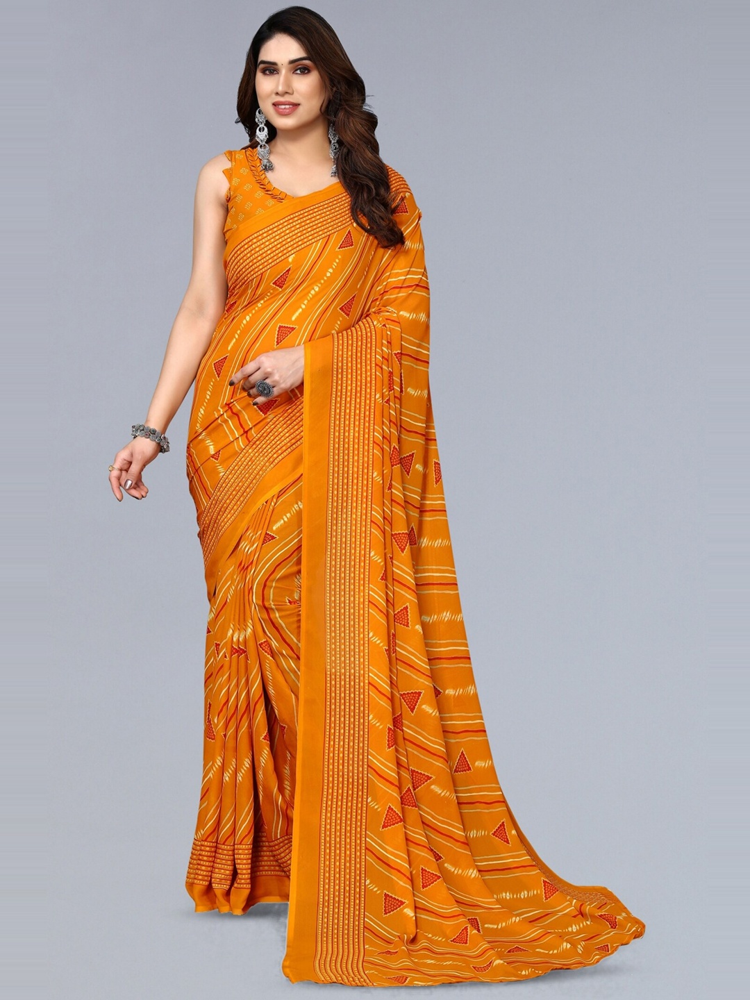 ANAND SAREES Ethnic Motifs Printed Saree, Yellow