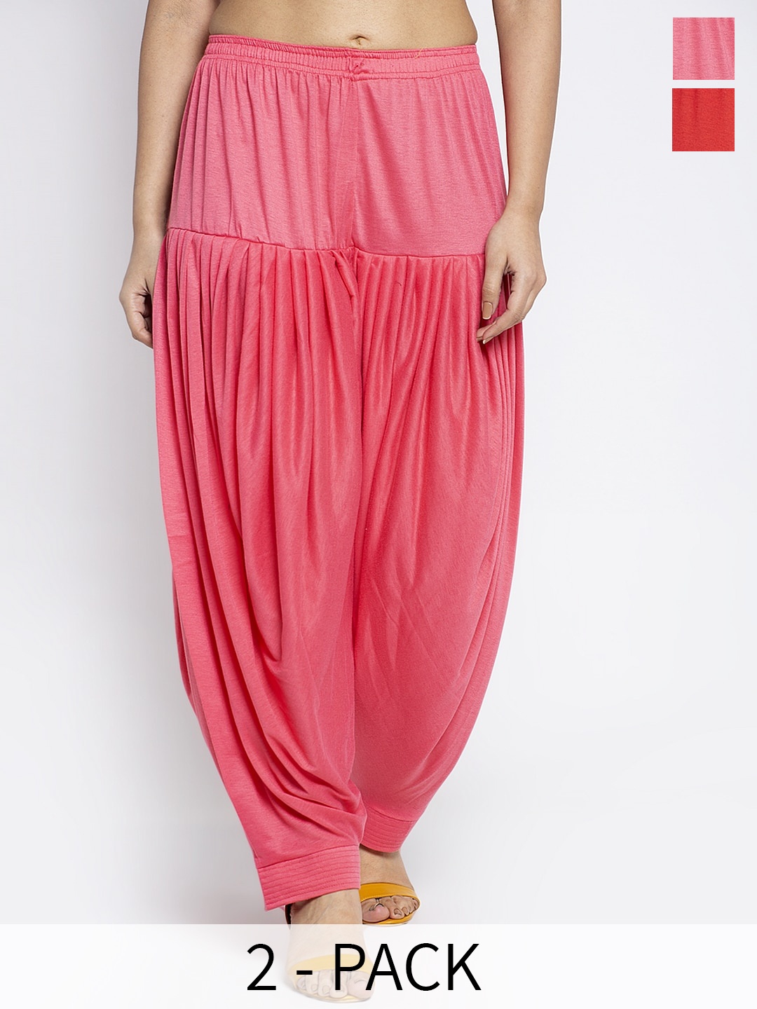 Jinfo Women Pack Of 2 Loose Fit Patiala, Red