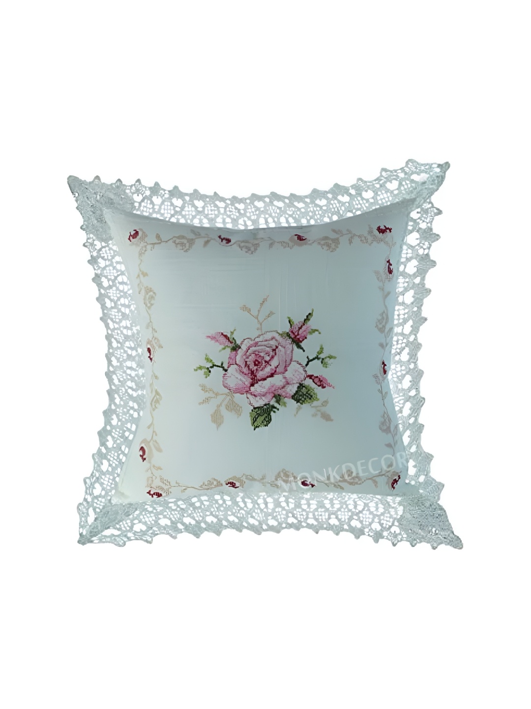 MONKDECOR Pink & Blue Floral Square Cushion Covers