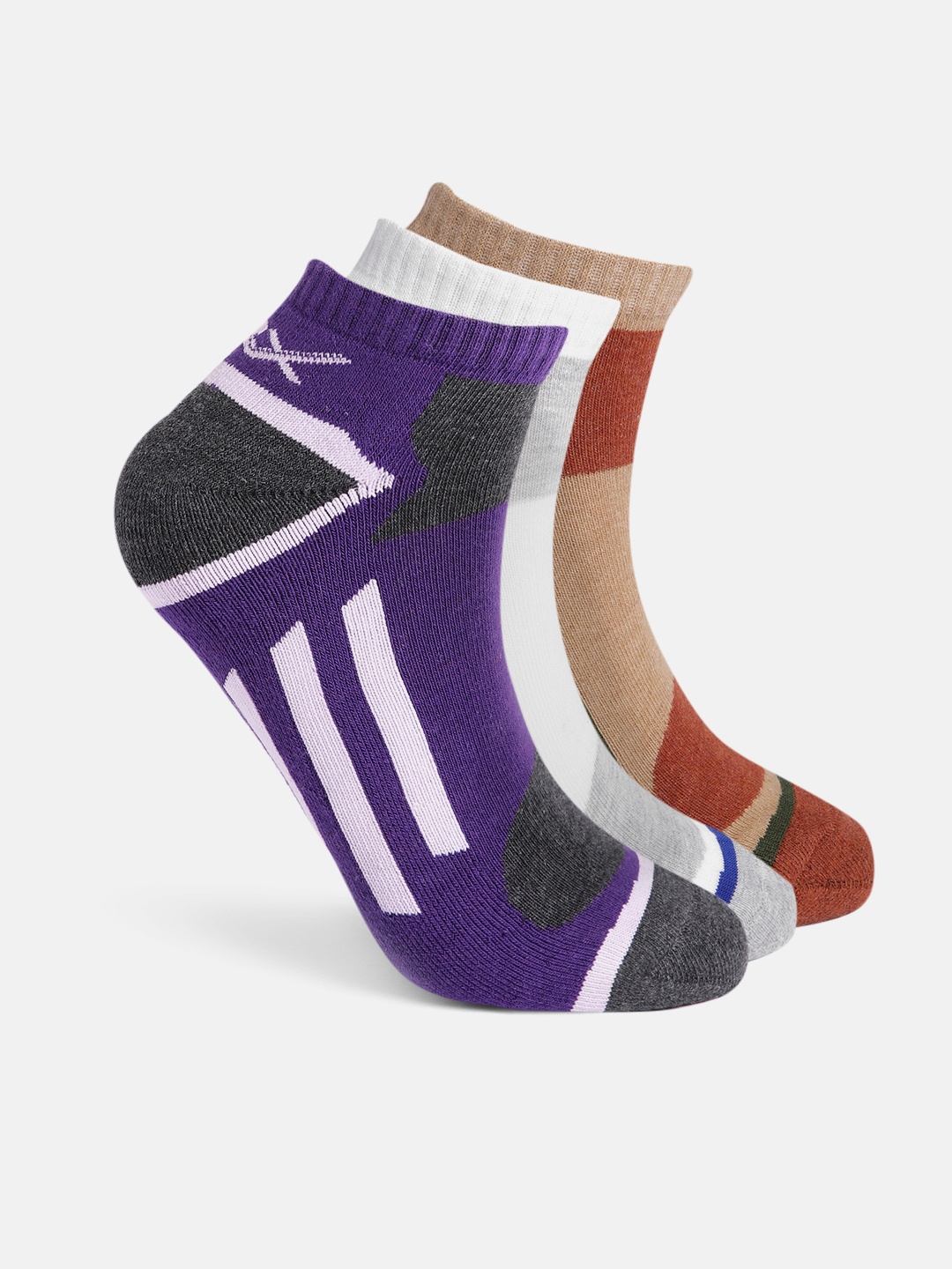 HRX by Hrithik Roshan Men Pack of 3 Colourblocked and Striped Ankle-Length Socks, Purple
HRX by Hrithik Roshan Men Pack of 3 Colourblocked and Striped Ankle-Length Socks, Purple