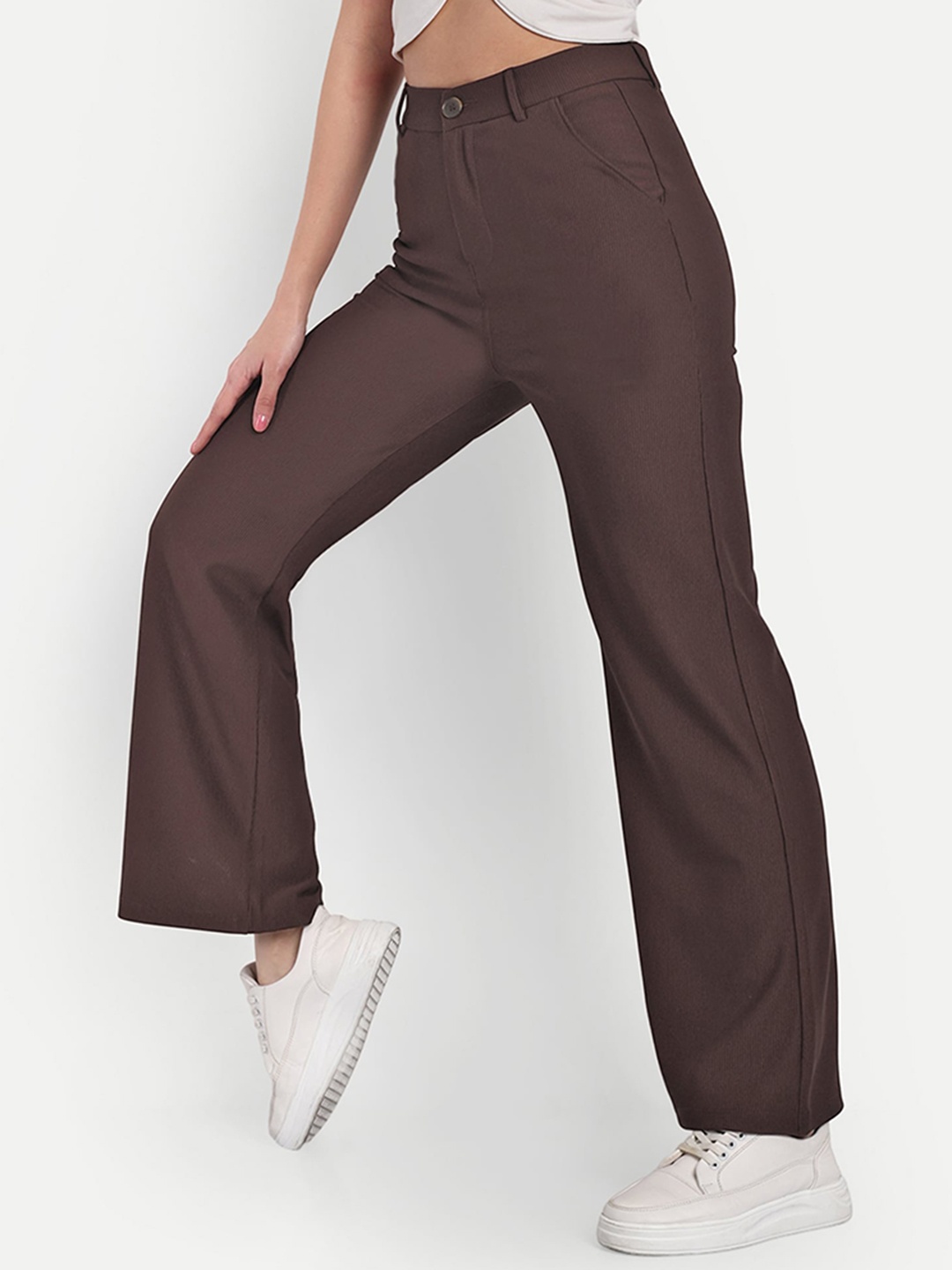 BROADSTAR Women Smart Straight Fit High-Rise Easy Wash Cotton Corduroy Trousers, Brown
BROADSTAR Women Smart Straight Fit High-Rise Easy Wash Cotton Corduroy Trousers, Brown