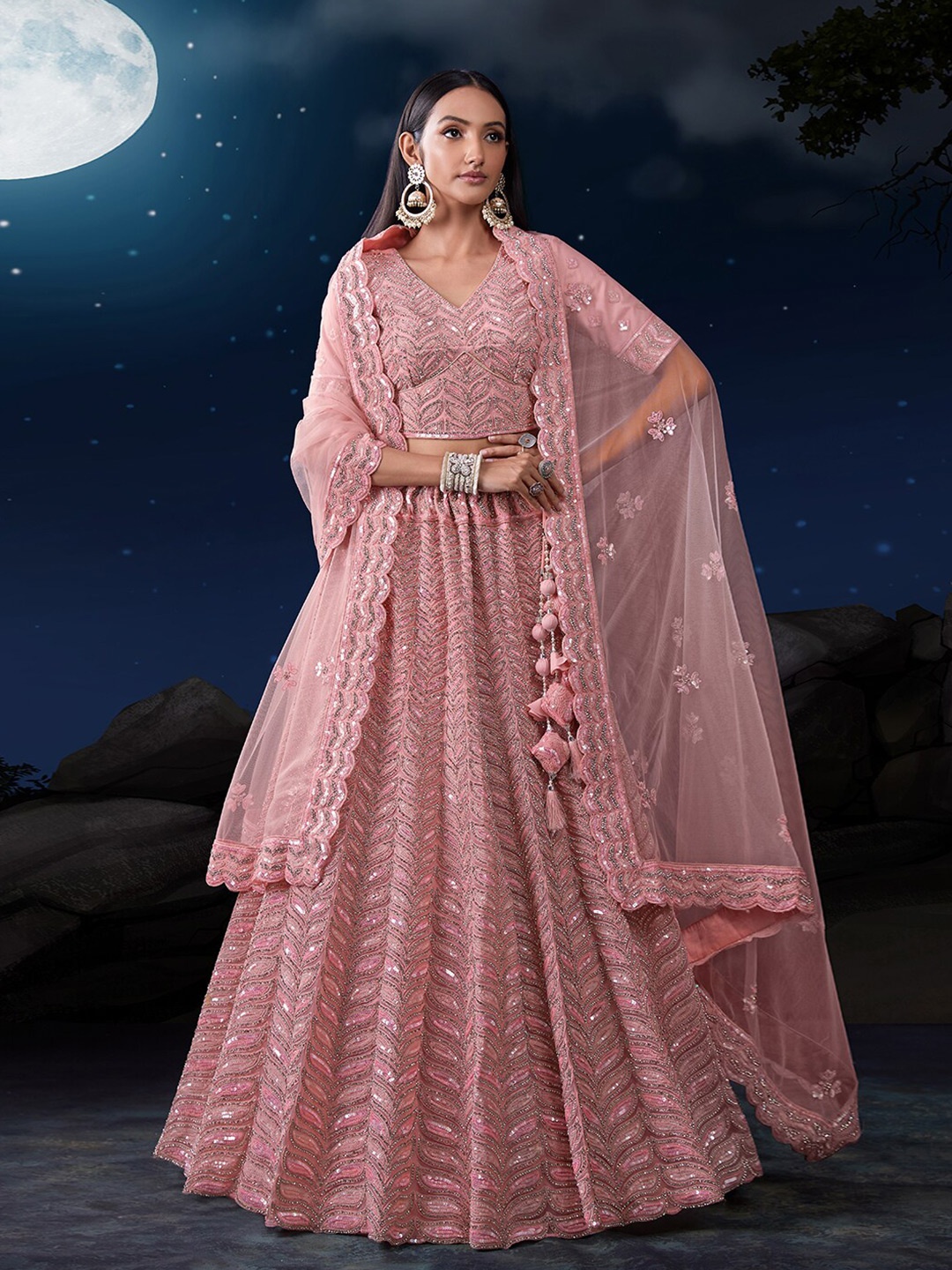 Fusionic Embroidered Sequinned Semi-Stitched Lehenga & Unstitched Blouse With Dupatta, Pink
Fusionic Embroidered Sequinned Semi-Stitched Lehenga & Unstitched Blouse With Dupatta, Pink