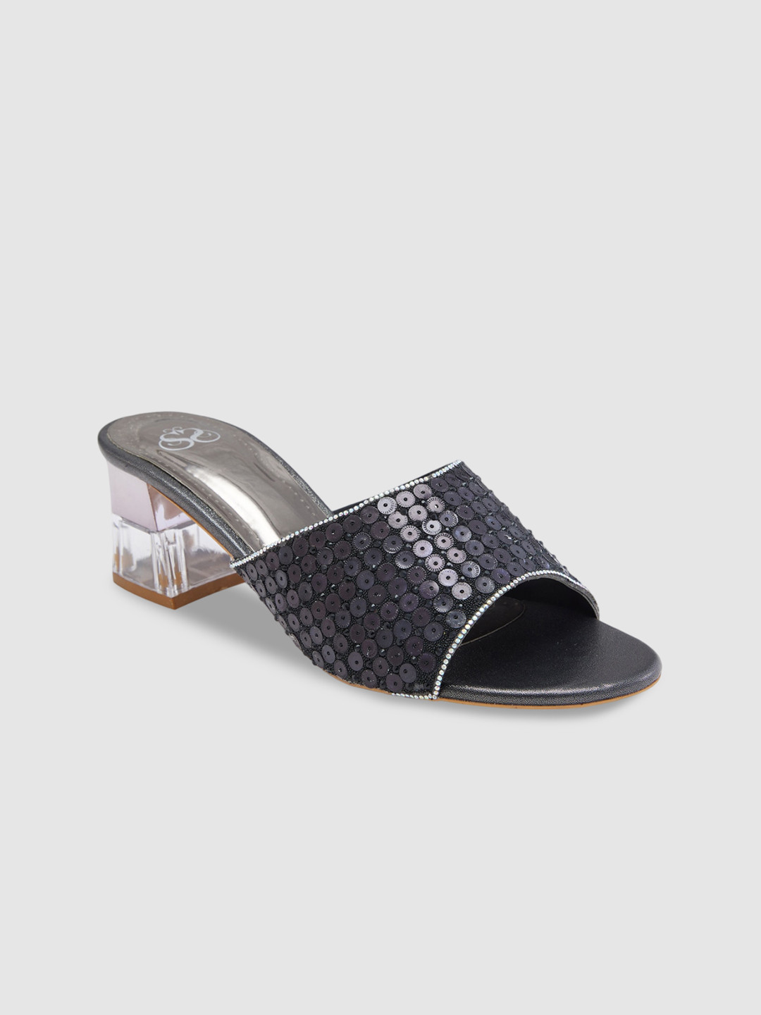 Sole To Soul Embellished Open Toe Block Heels, Black 
Sole To Soul Embellished Open Toe Block Heels, Black